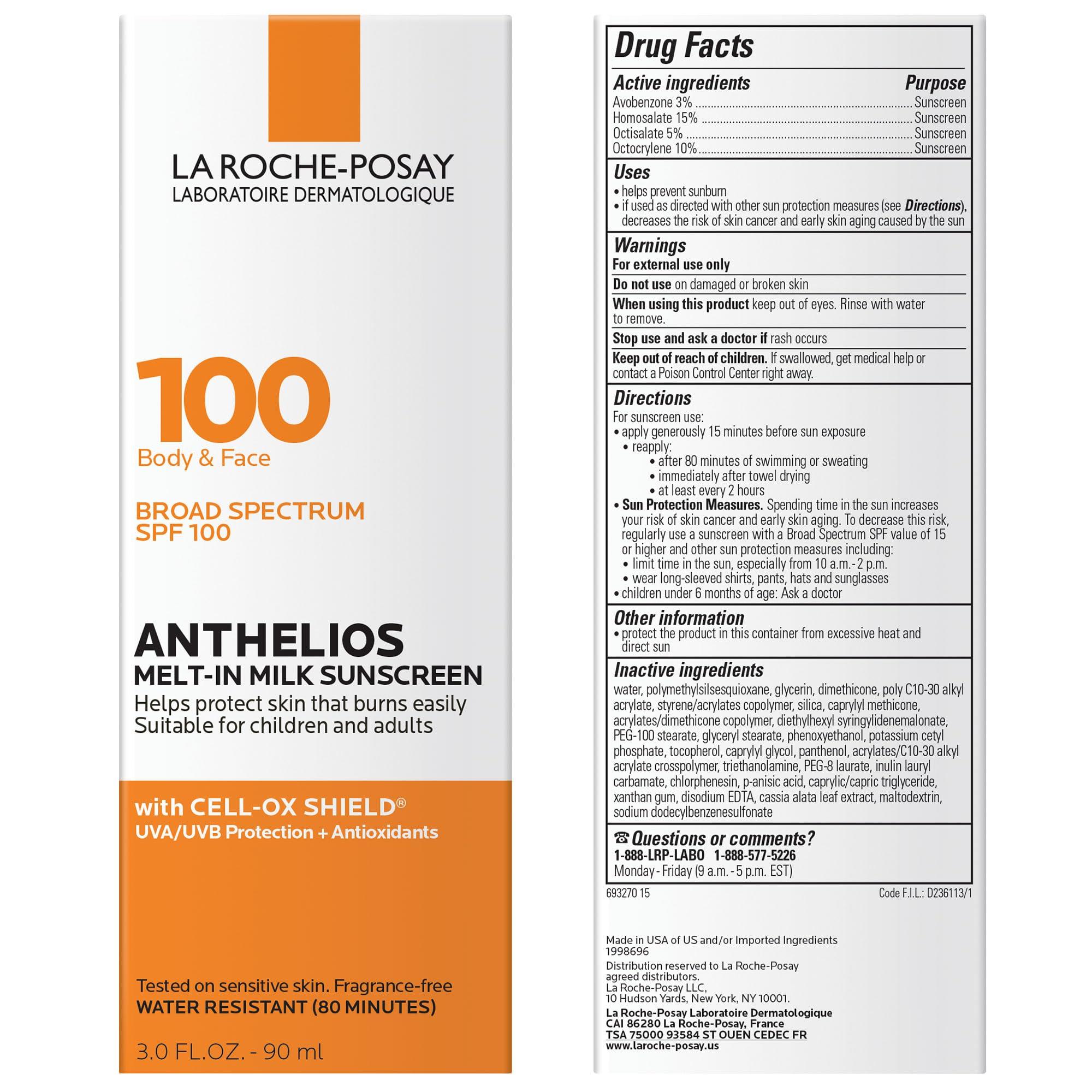 La Roche-Posay Anthelios Melt-In Milk Sunscreen SPF 100, Sunscreen For Body & Face, Broad Spectrum SPF + Antioxidants, Oil Free, For Sun Sensitive Skin, Oxybenzone Free - Image 7