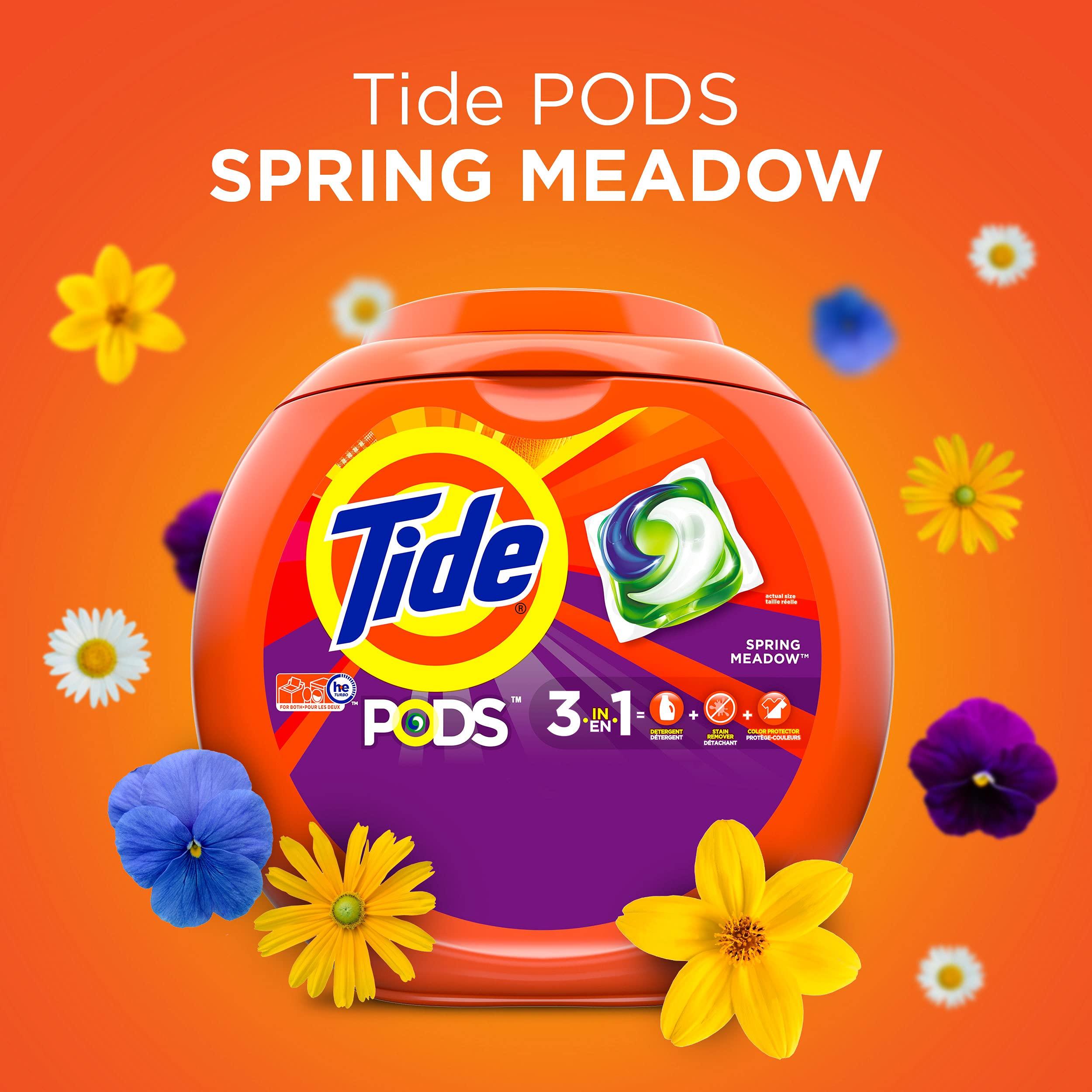 Tide PODS Laundry Detergent Soap PODS, High Efficiency (HE), Spring Meadow Scent, 96 Count - Image 5