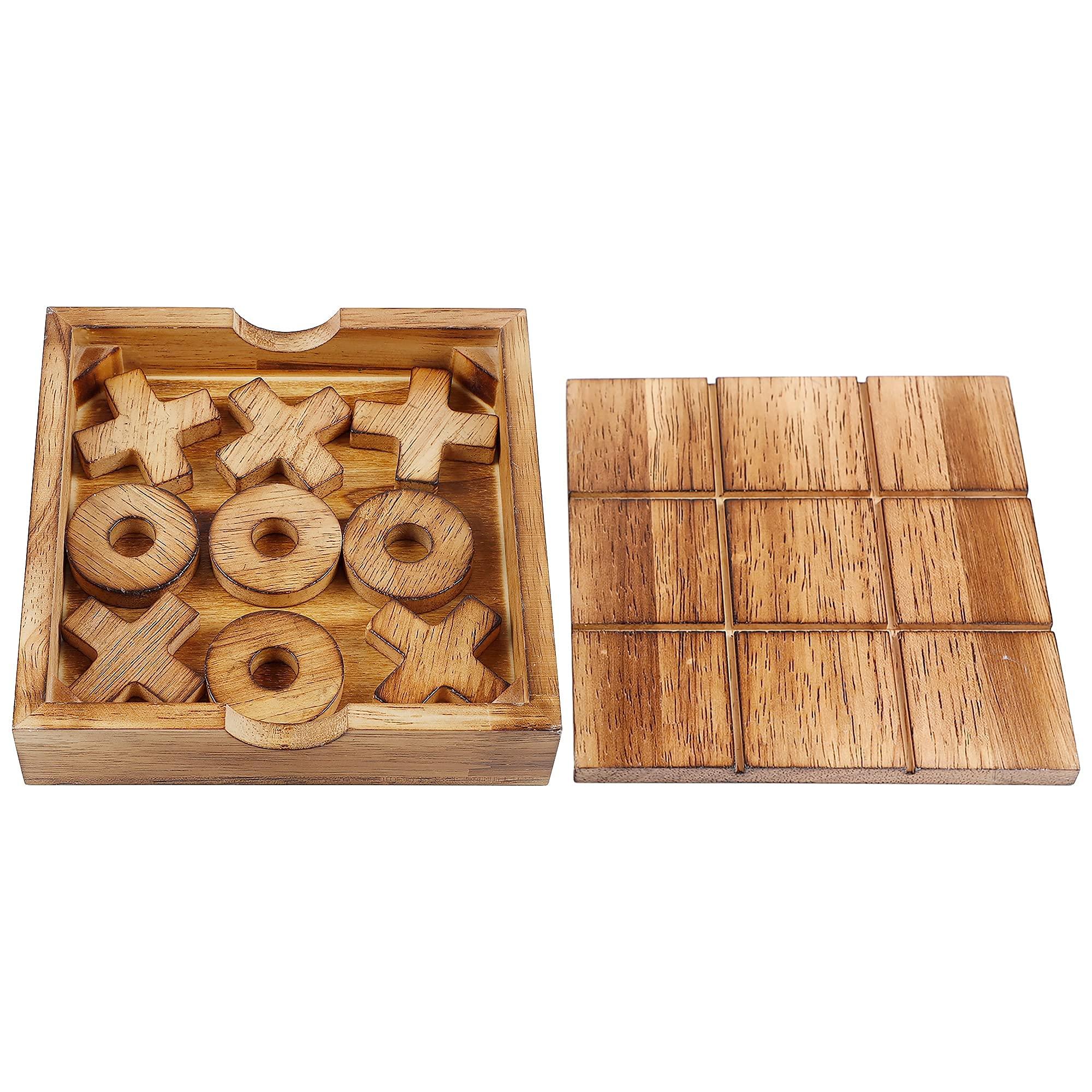 Glintoper Tic Tac Toe & 4 in a Row Table Games Set - Rustic Decor Wood Strategy Board Games for Families - Image 6