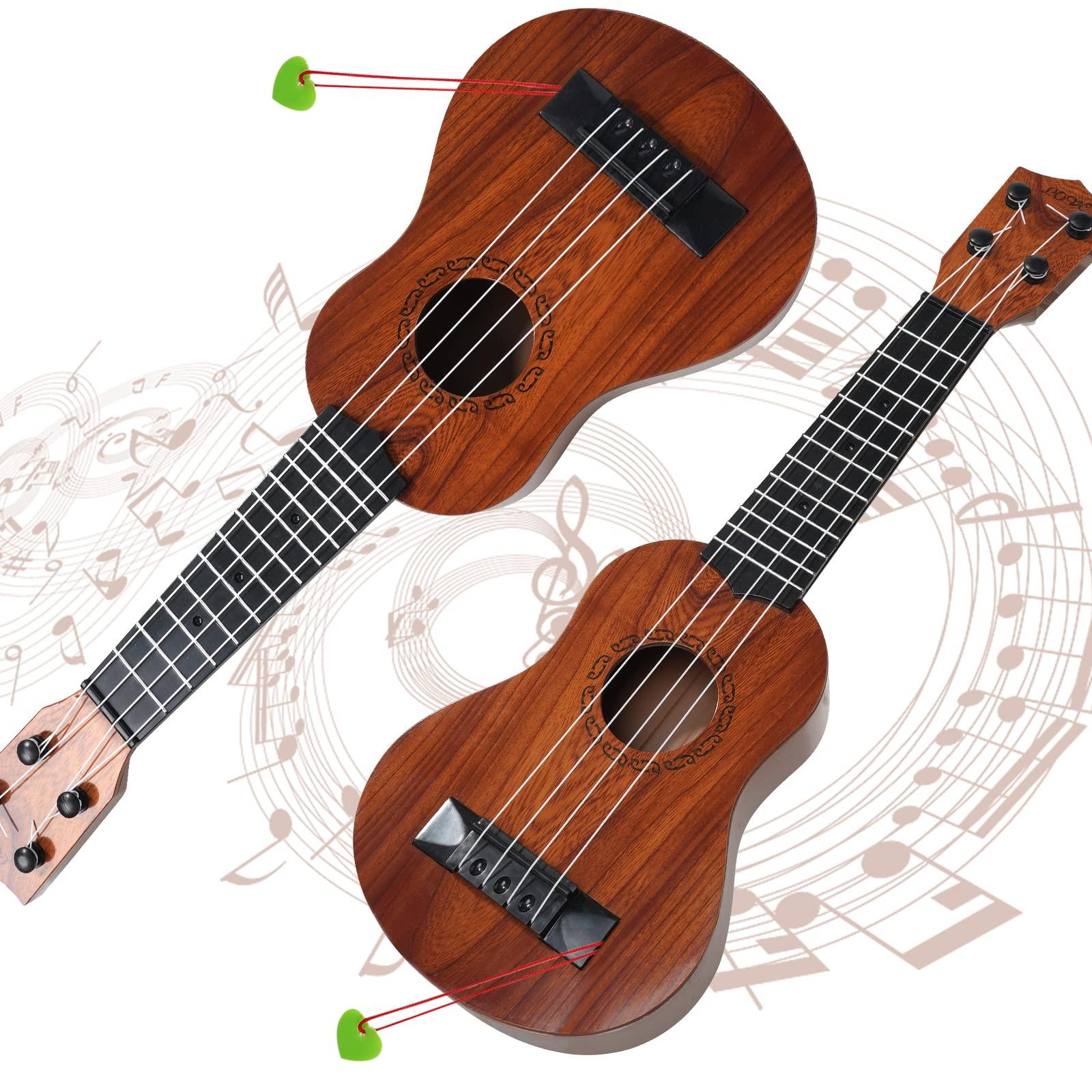 Raimy 17in Kids Ukulele Guitar - 4 Strings Mini Guitar Children Musical Instruments Educational Toys with Picks for Toddler Kids Boys Girls Beginner (Mahogany) - Image 4