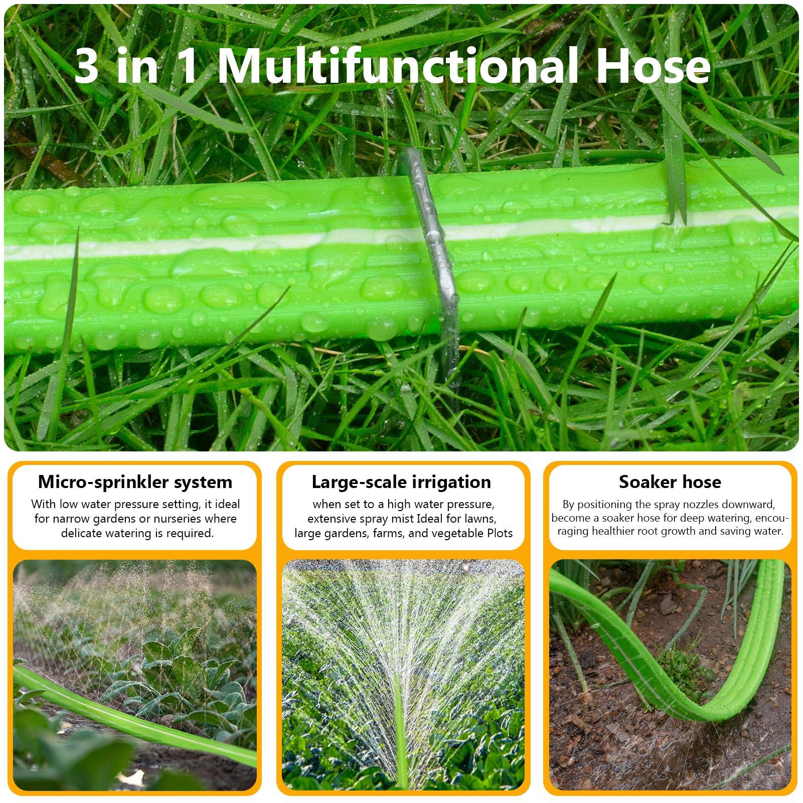 LAVEVE Sprinkler Soaker Hose for Yard 100 FT, Heavy Duty Garden Water Hoses with Stakes, Sprinklers System for Lawn, Flexible Drip Irrigation Tubing (50FT x 2 Pack) - Image 6