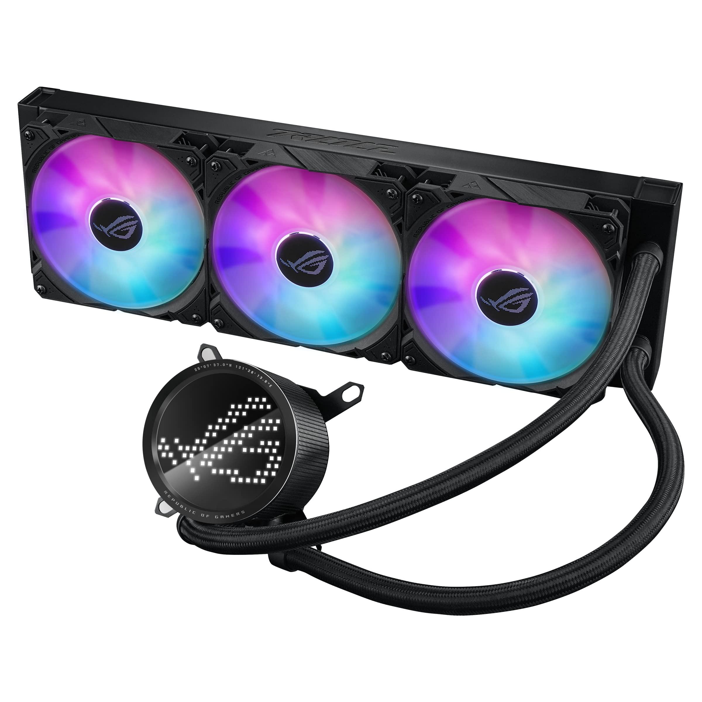 ASUS ROG RYUO III 360 ARGB All-in-one AIO Liquid CPU Cooler 360mm Radiator, Asetek 8th gen Pump Solution, Anime Matrix™ LED Display and ROG AF 12S ARGB Fan. - Image 6