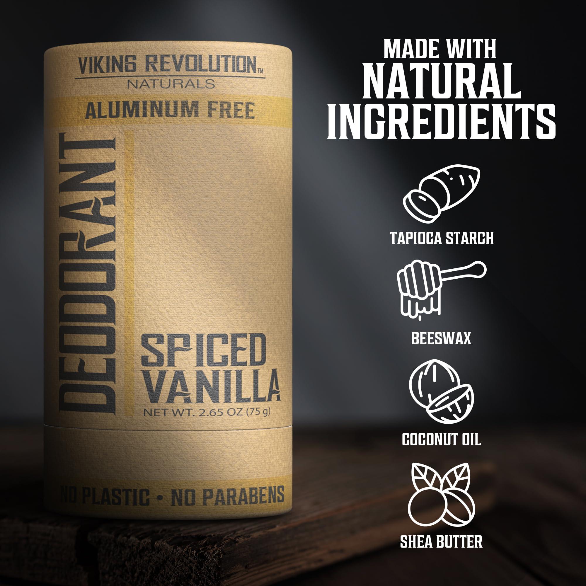 Viking Revolution Spiced Vanilla Deodorant for Men - Deodorant Men Aluminum Free with Shea Butter and Tapioca Starch Mens Deodorant Stain- Free and Baking Soda-Free Natural Deodorant for Men (2.65oz) - Image 4