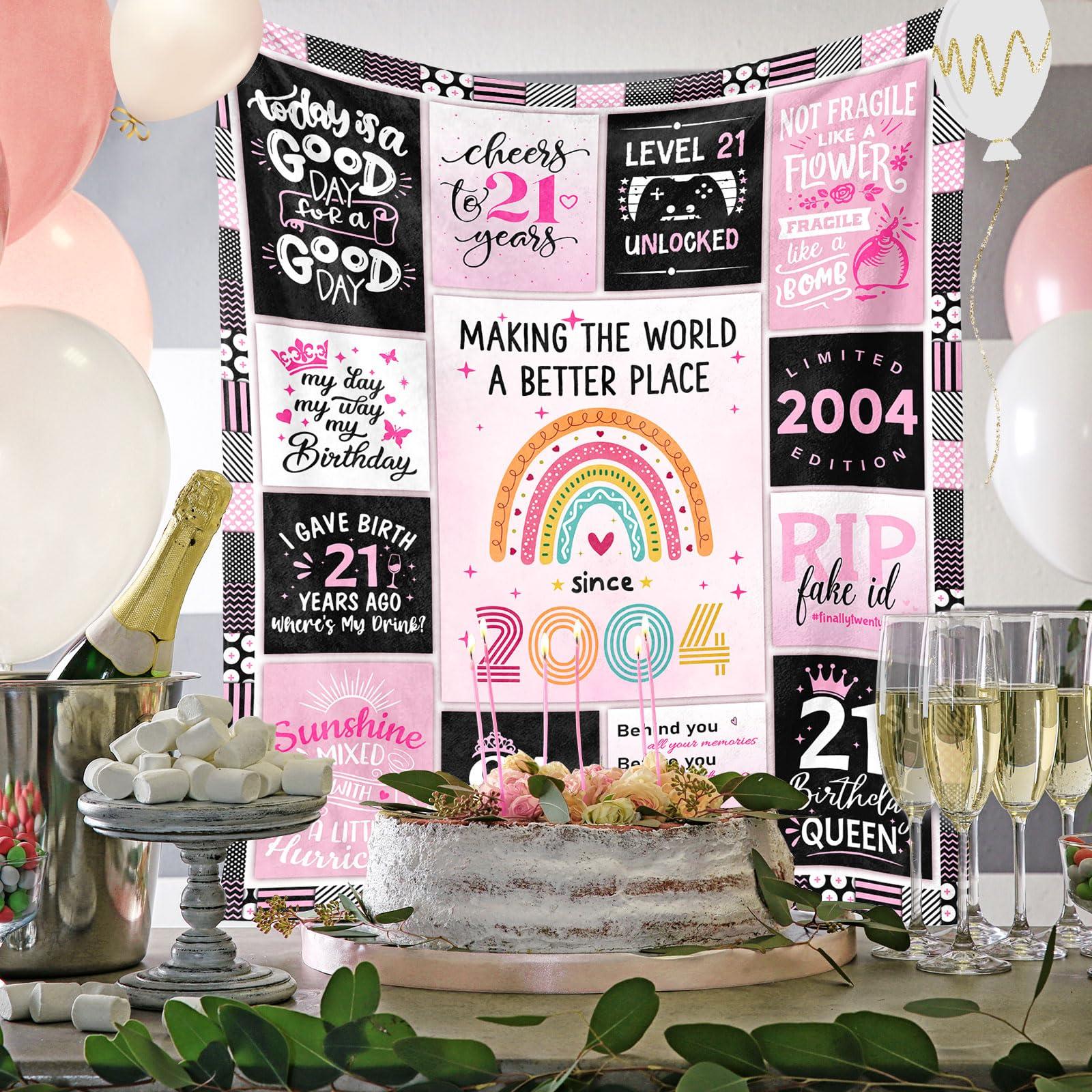Fluxflix 21st Birthday Gifts for Her, 21st Birthday Gifts for Women/Daughter, 21 Year Old Birthday Gifts for her, Gifts for 21st Birthday Female, 21st Birthday Gift Ideas Blanket 60"X50" - Image 2