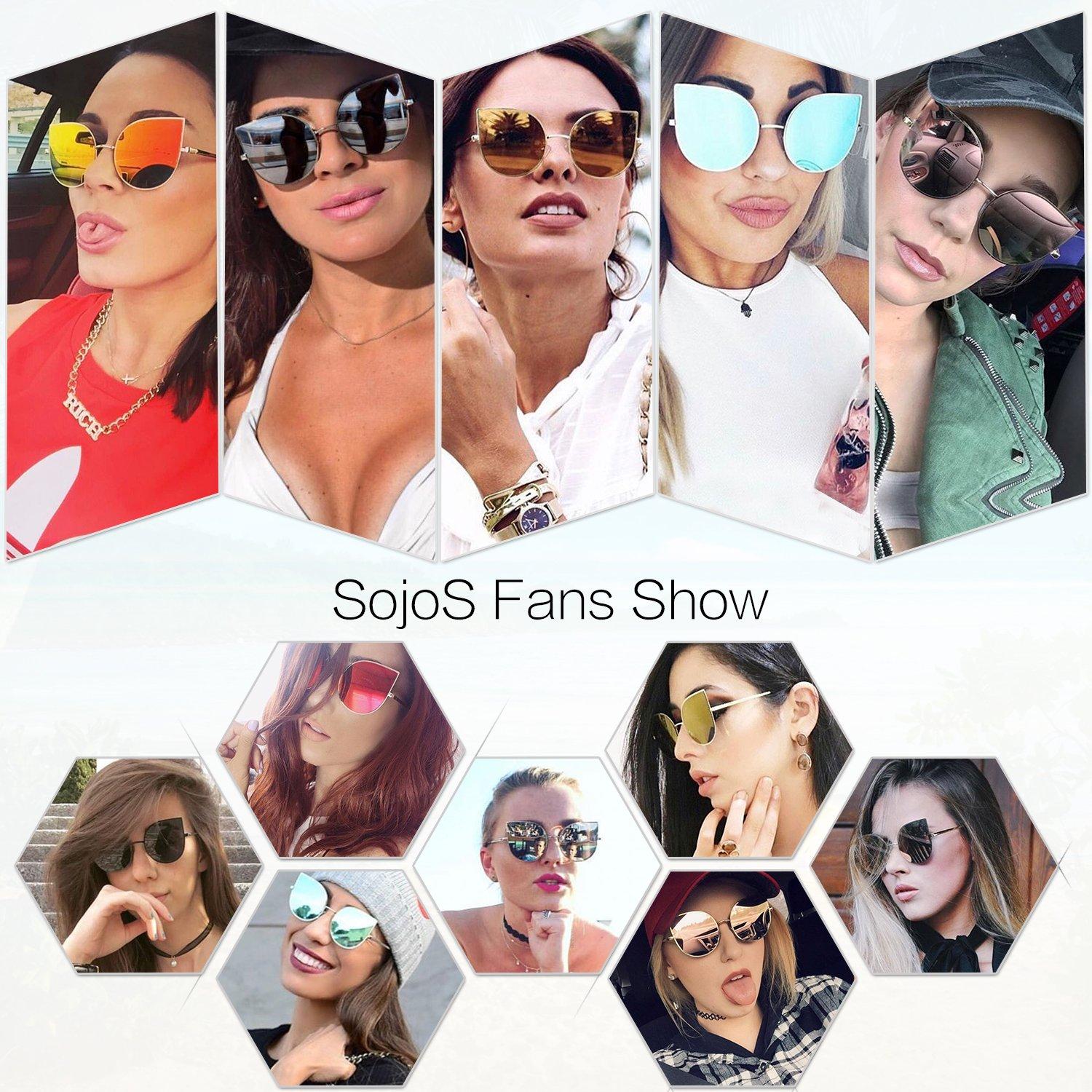 SOJOS Cat Eye Mirrored Flat Lenses Ultra Thin Light Metal Frame Women Sunglasses SJ1022 - Image 6