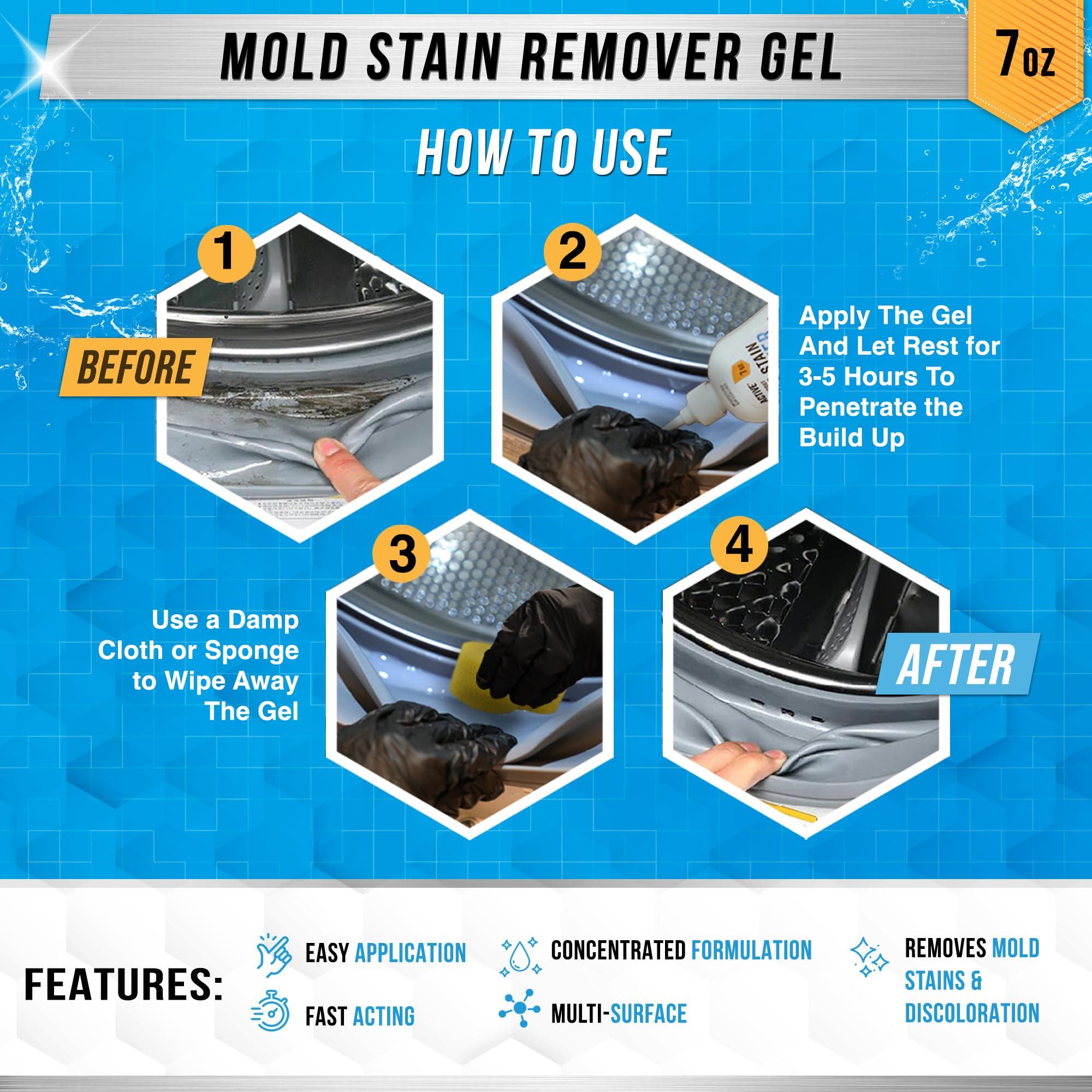 ACTIVE Mold Stain Remover Gel Cleaner Heavy Duty Stain Cleaner for Front Loader Washing Machine Seal, Bathroom Grout, Shower, Caulk - Front Load Washer Cleaning Solution - 7 Fl Oz - Image 3