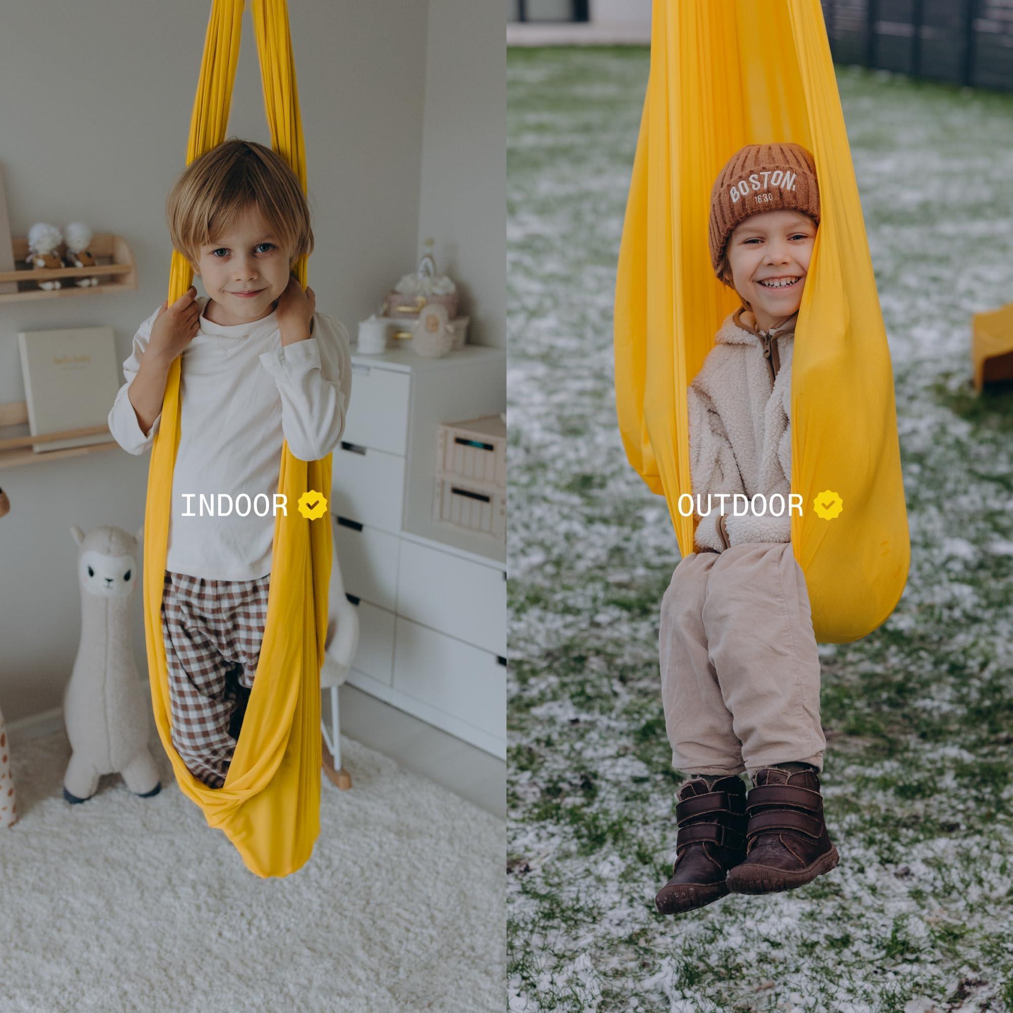 ATA zooz Sensory Swing Indoor & Outdoor - Cotton Spandex Polyester Unique Composition | Kid Swings - Kids Hammock | 59"x59" | Therapy Pod for Kid and Adult Holds Up to 300lbs | Kids Swing - Image 8
