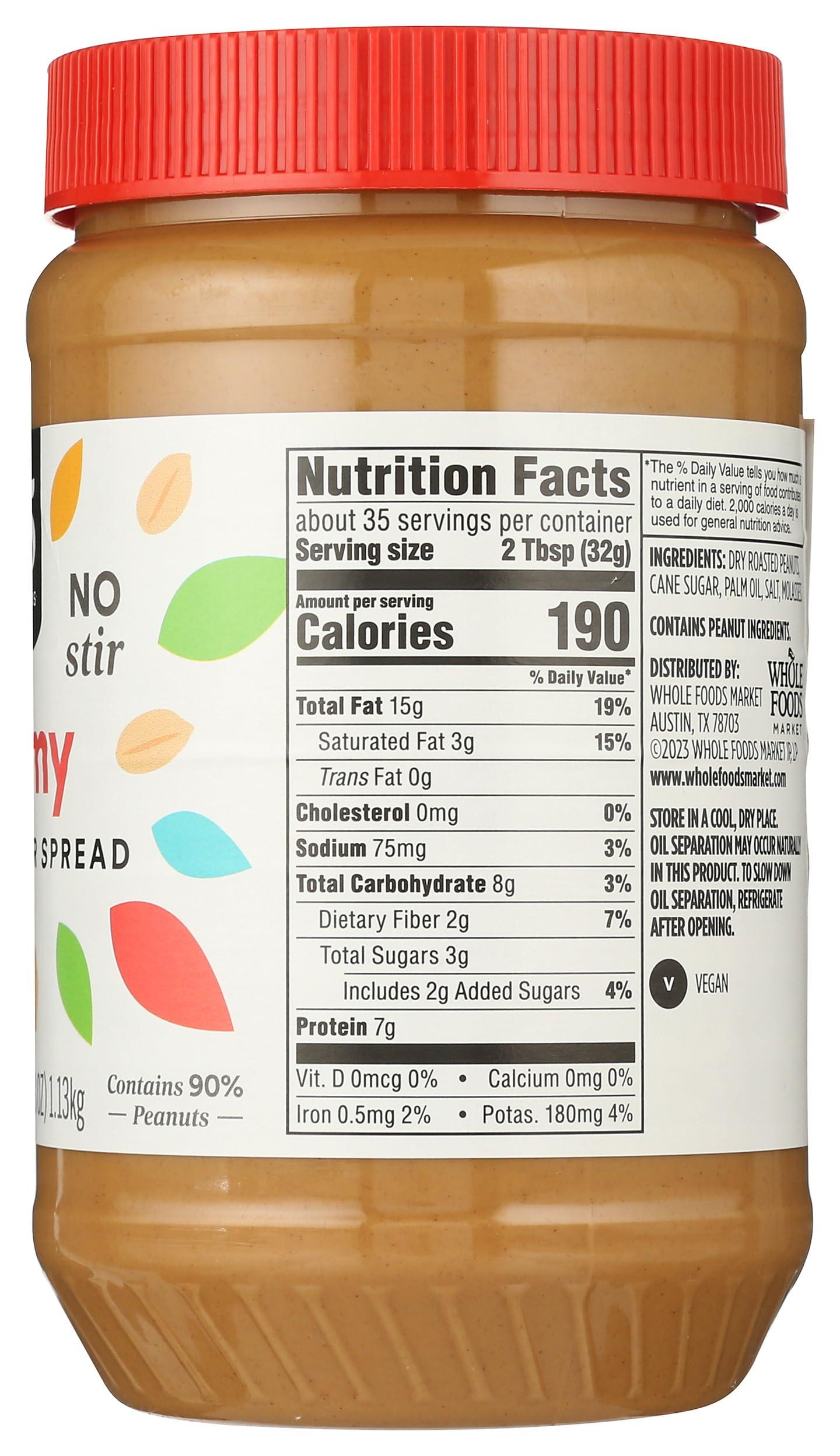 365 by Whole Foods Market, No Stir Creamy Peanut Butter Spread, 40 Ounce - Image 5