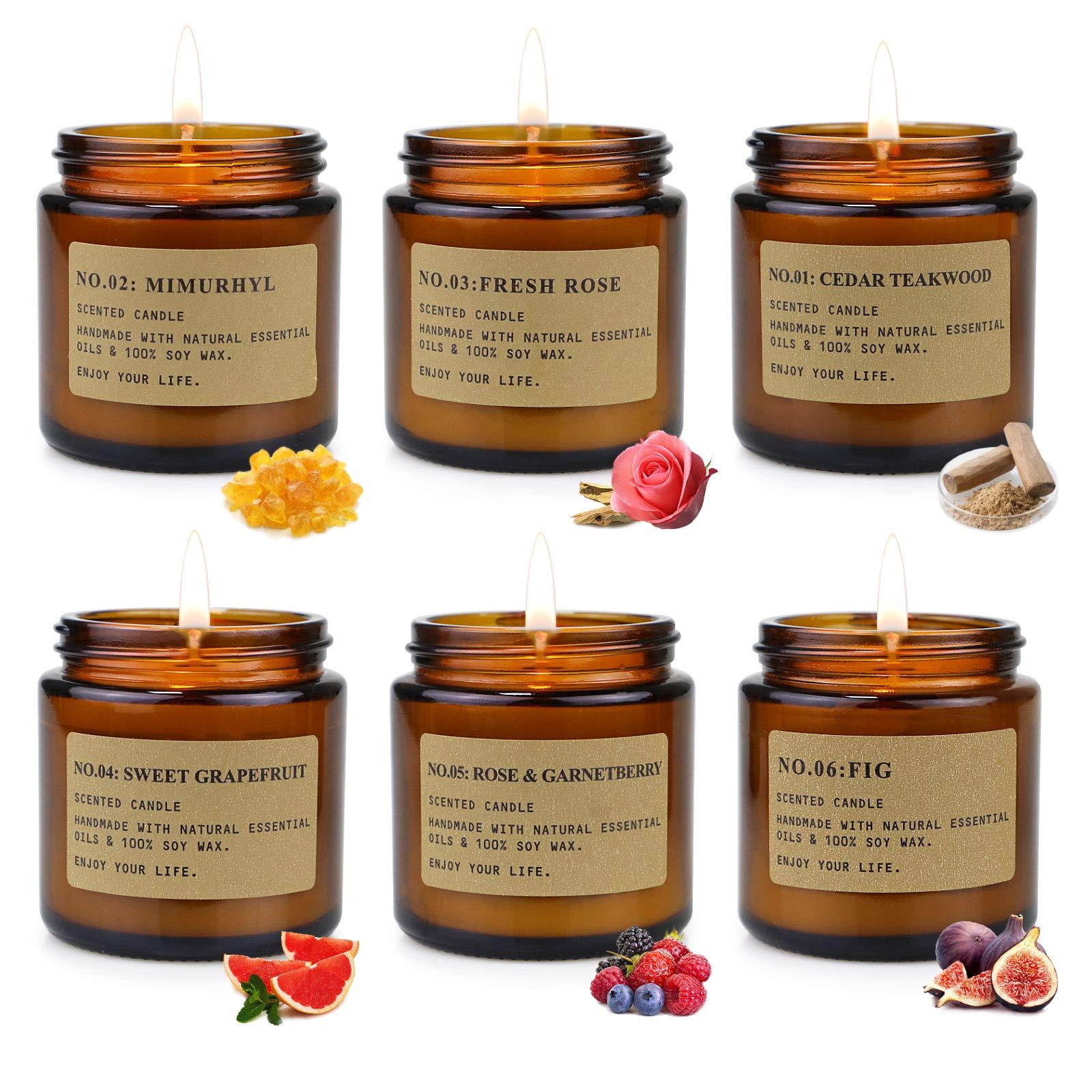 6 Pack Candles for Home Scented Aromatherapy Candle Gift Set for Women Soy Wax Long Lasting Amber Jar Candles Gift for Birthday Mother's Thanksgiving Day Present - Image 2