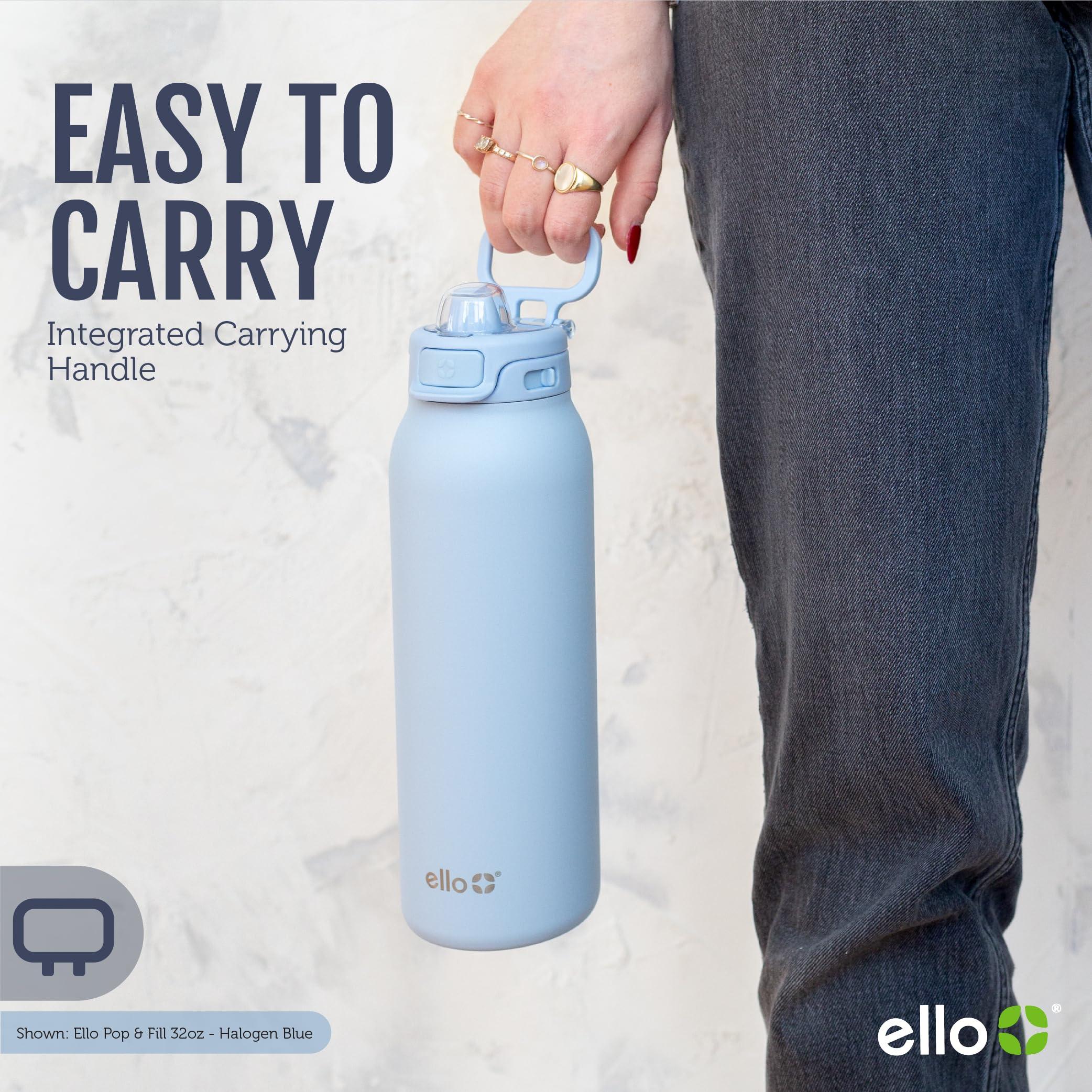 Ello Pop & Fill Stainless Steel Water Bottle with Quick Fill Technology, Double Walled Vacuum Insulated Metal, Leak Proof Locking Lid, Sip & Chug, BPA Free, Holiday Gift for Him Her, 22oz, 32oz, 40oz - Image 8