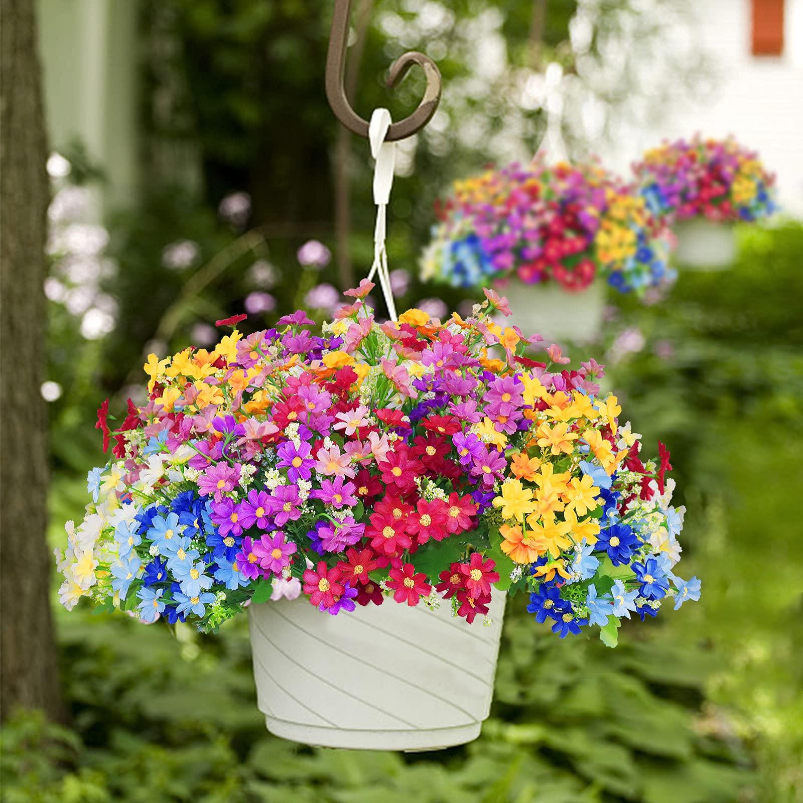 12 Bundles Artificial Fake Flowers for Outdoor Decoration,Shyshining UV Resistant Faux Plastic Fabric Greenery Shrubs Plants Fake Flowers Hanging Planter Kitchen Home Garden Wedding Decor(Six Colors) - Image 4