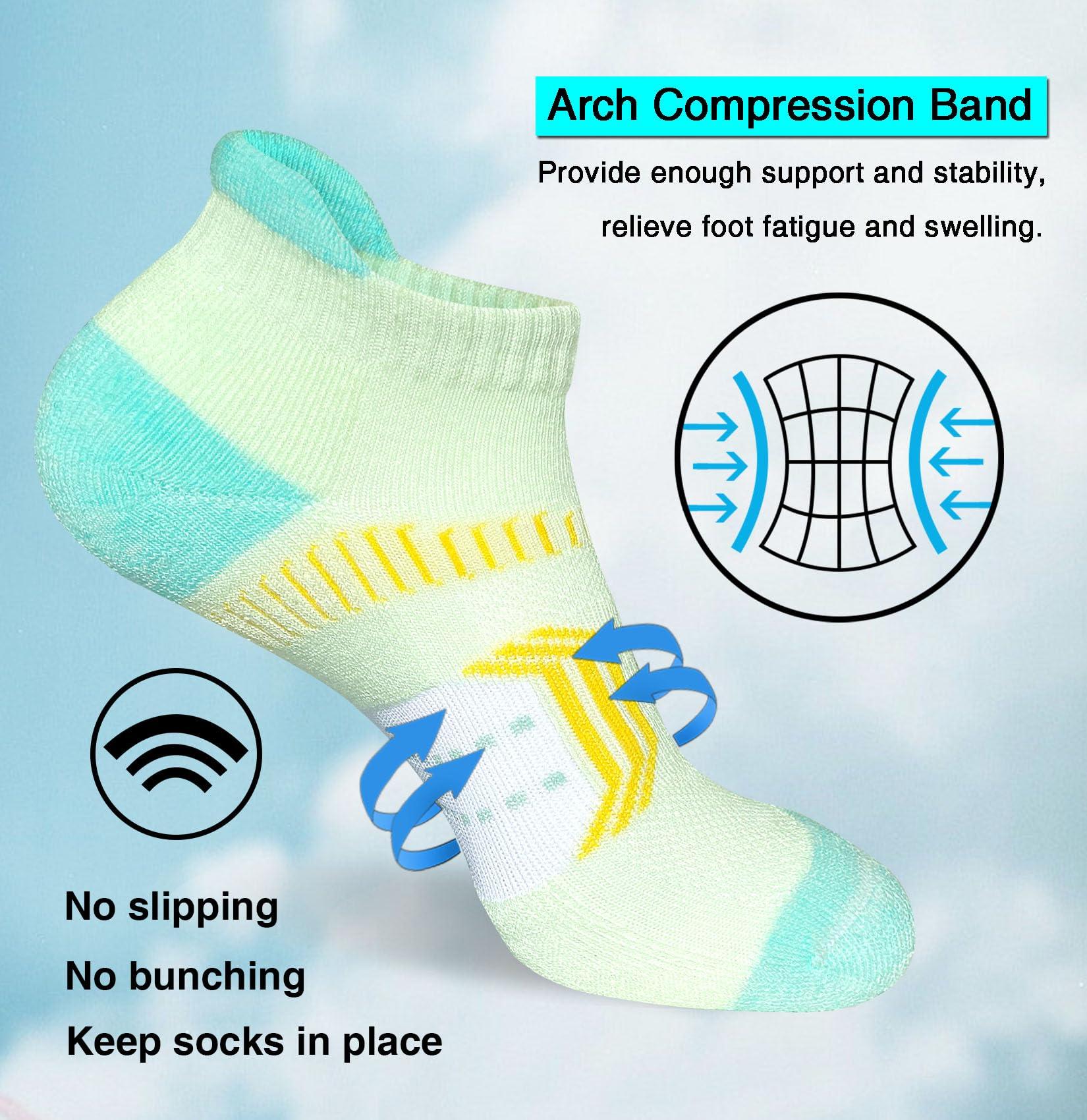 suaskk Womens Athletic Cushioned Anti-Blister Comfort Running Ankle Socks 5 Pairs - Image 5