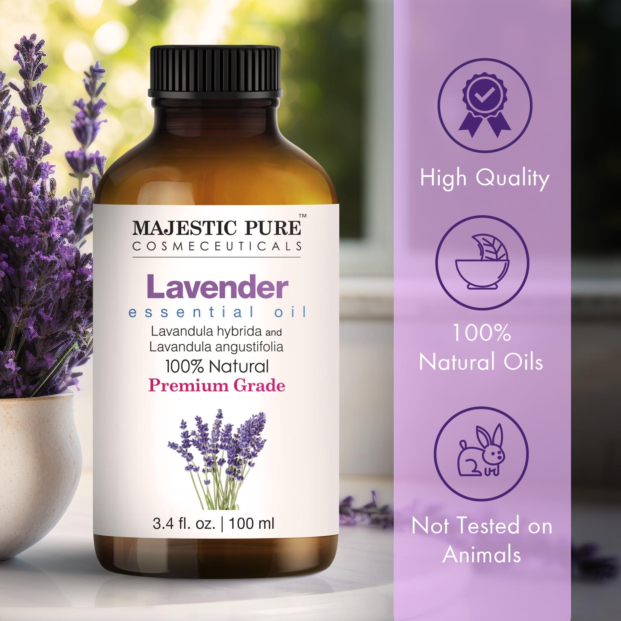Majestic Pure Lavender Essential Oil with Glass Dropper | 100% Pure and Natural Lavender Oil | Premium Grade Essential Oils for Diffusers, Skin, Aromatherapy, Massage | 4 Fl Oz - Image 3