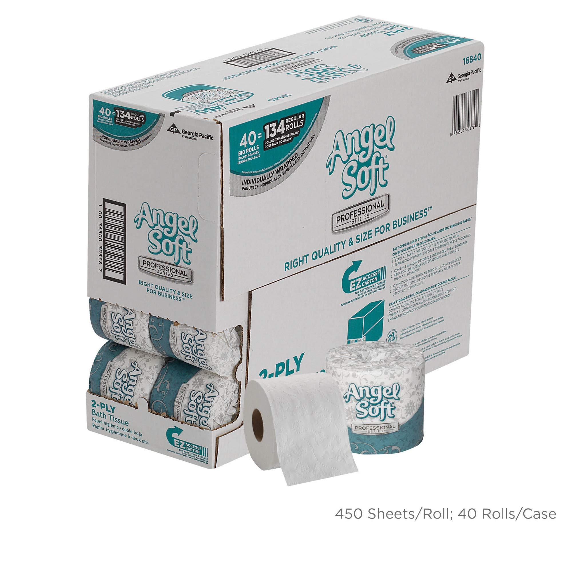 Angel Soft Professional Series Premium Embossed Toilet Paper by GP PRO Bathroom Tissue, 450 Count (Pack of 40), White - Image 2