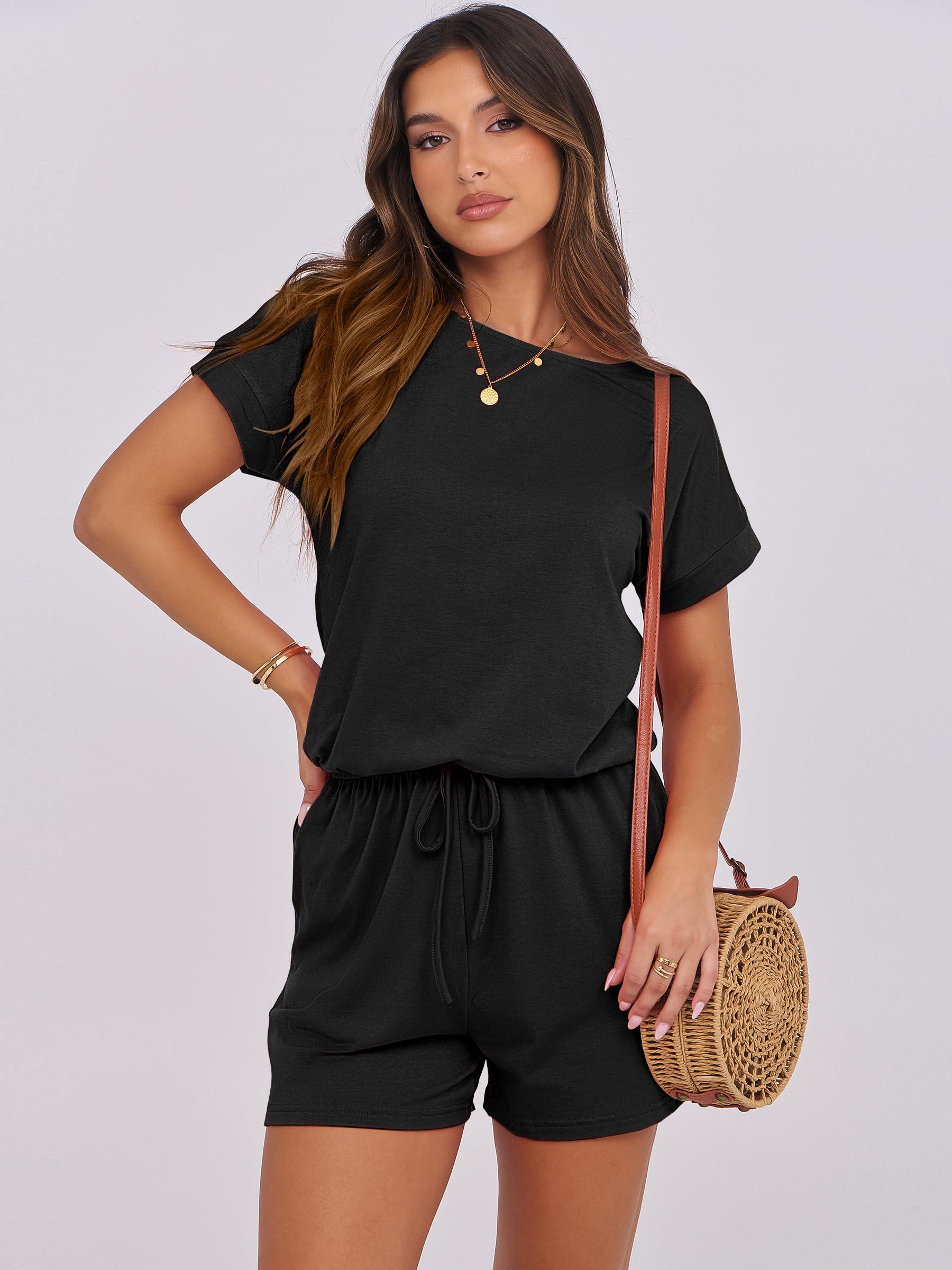 ANRABESS Rompers for Women Summer 2025 Casual Dressy One Piece Tshirt Short Pants Jumpsuit Beach Vacation Outfit Clothes - Image 2