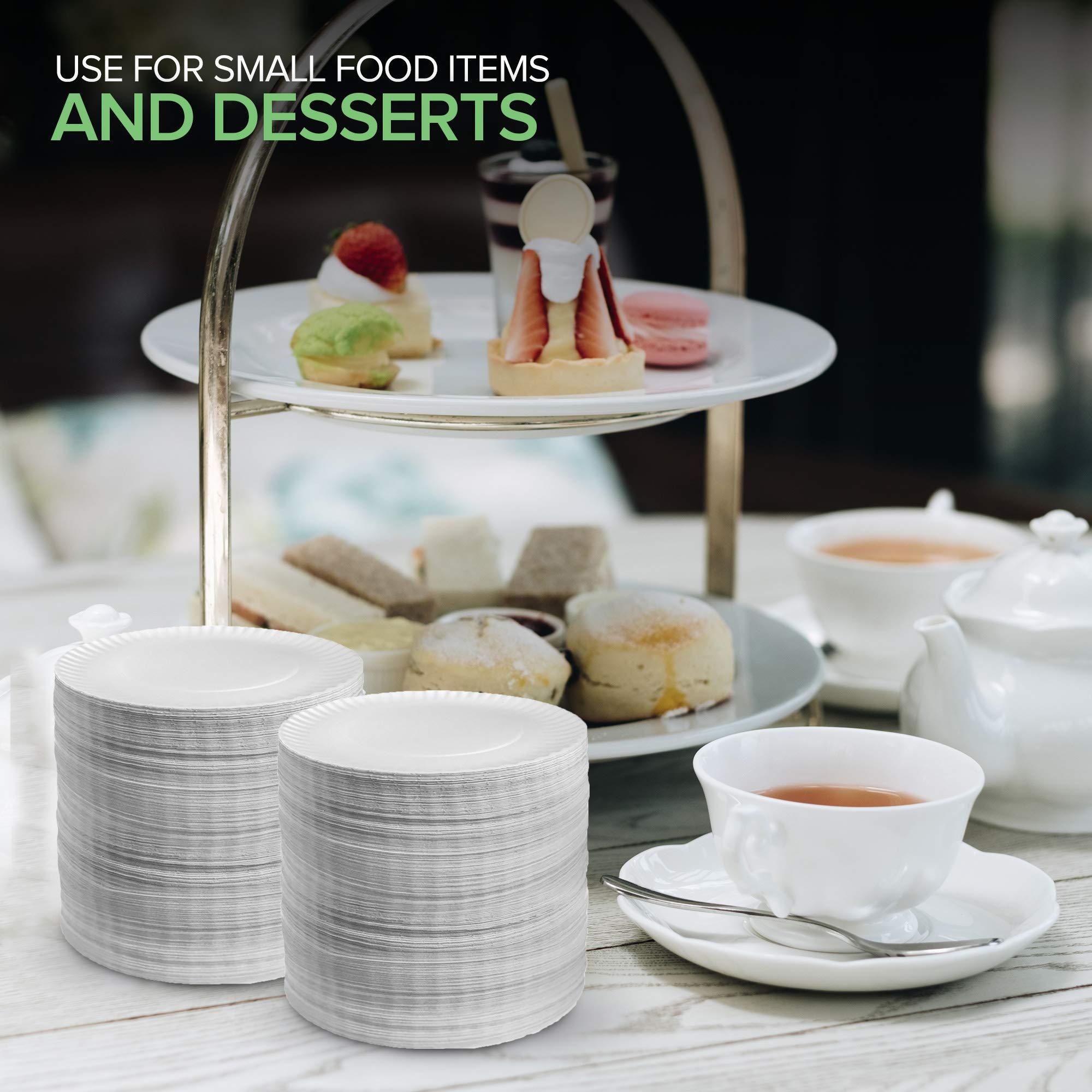 Stock Your Home 6-Inch Paper Plates Uncoated, Everyday Disposable Dessert Plates 6" Paper Plate Bulk, White, 500 Count - Image 2