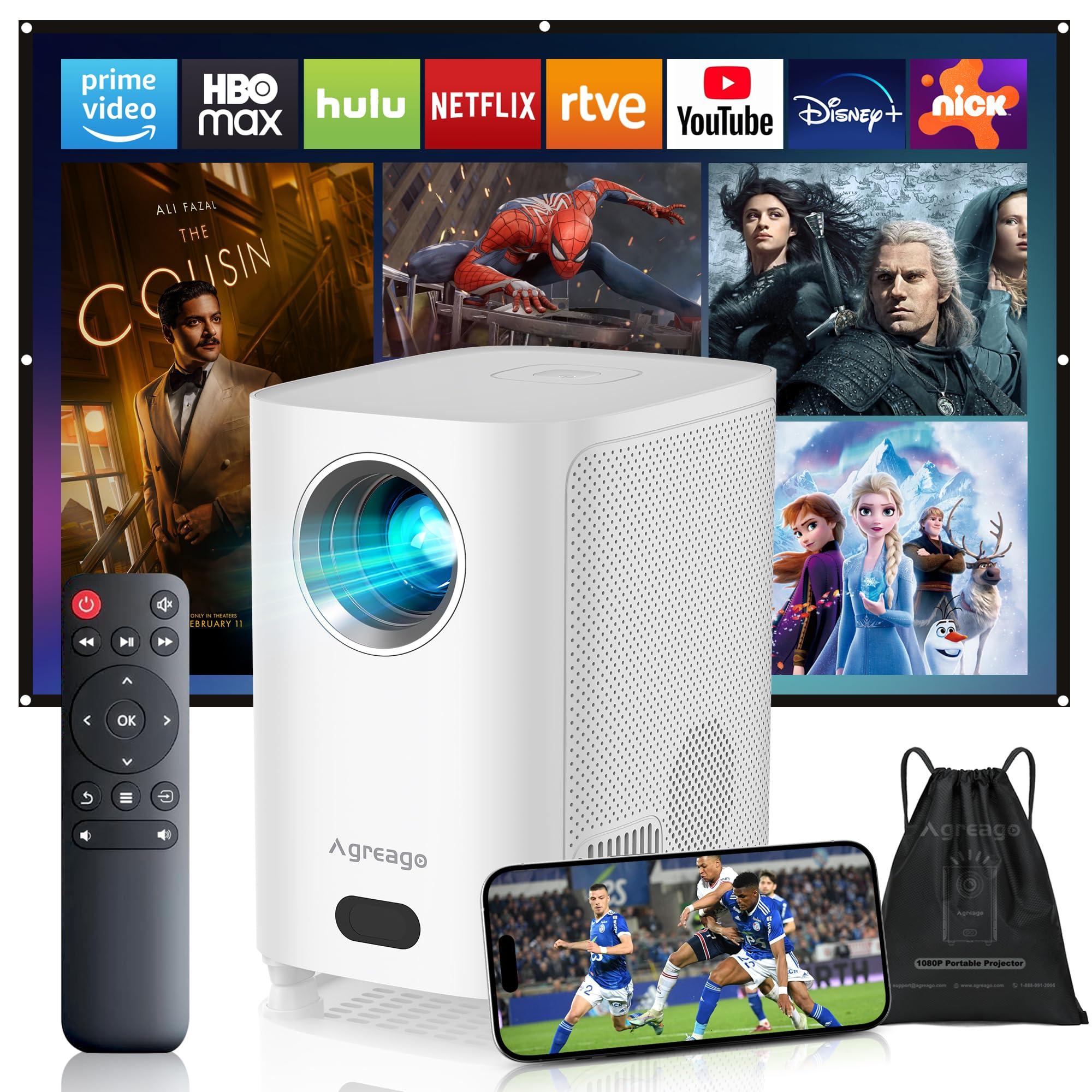 [Electric Focus]Projector with WiFi and Bluetooth, Native 1080P 15,000 Lumens 4K Supported, Agreago Outdoor Movie Projector for Home Theater UP to 300", for iOS/Android/Laptop/TV Stick/HDMI/USB