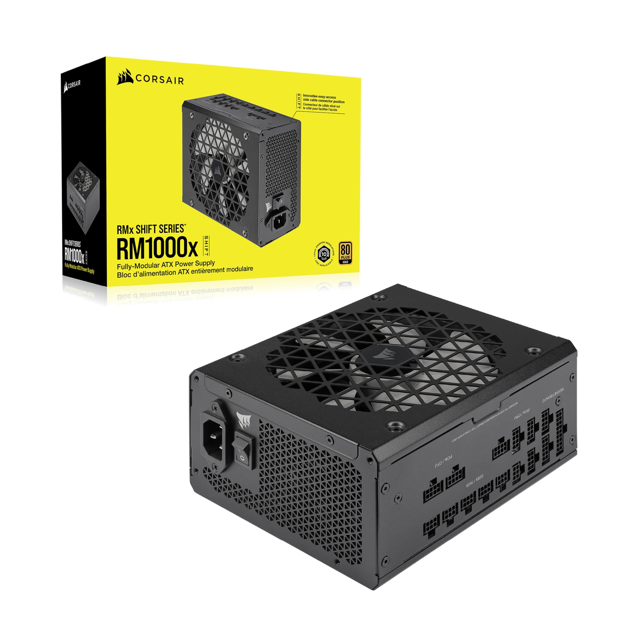 Corsair RM1000x Shift Fully Modular ATX Power Supply - Modular Side Interface - ATX 3.1 & PCIe 5.1 Compliant - Zero RPM Fan Mode - 105°C-Rated Capacitors - 80 Plus Gold Efficiency - Black - Image 8