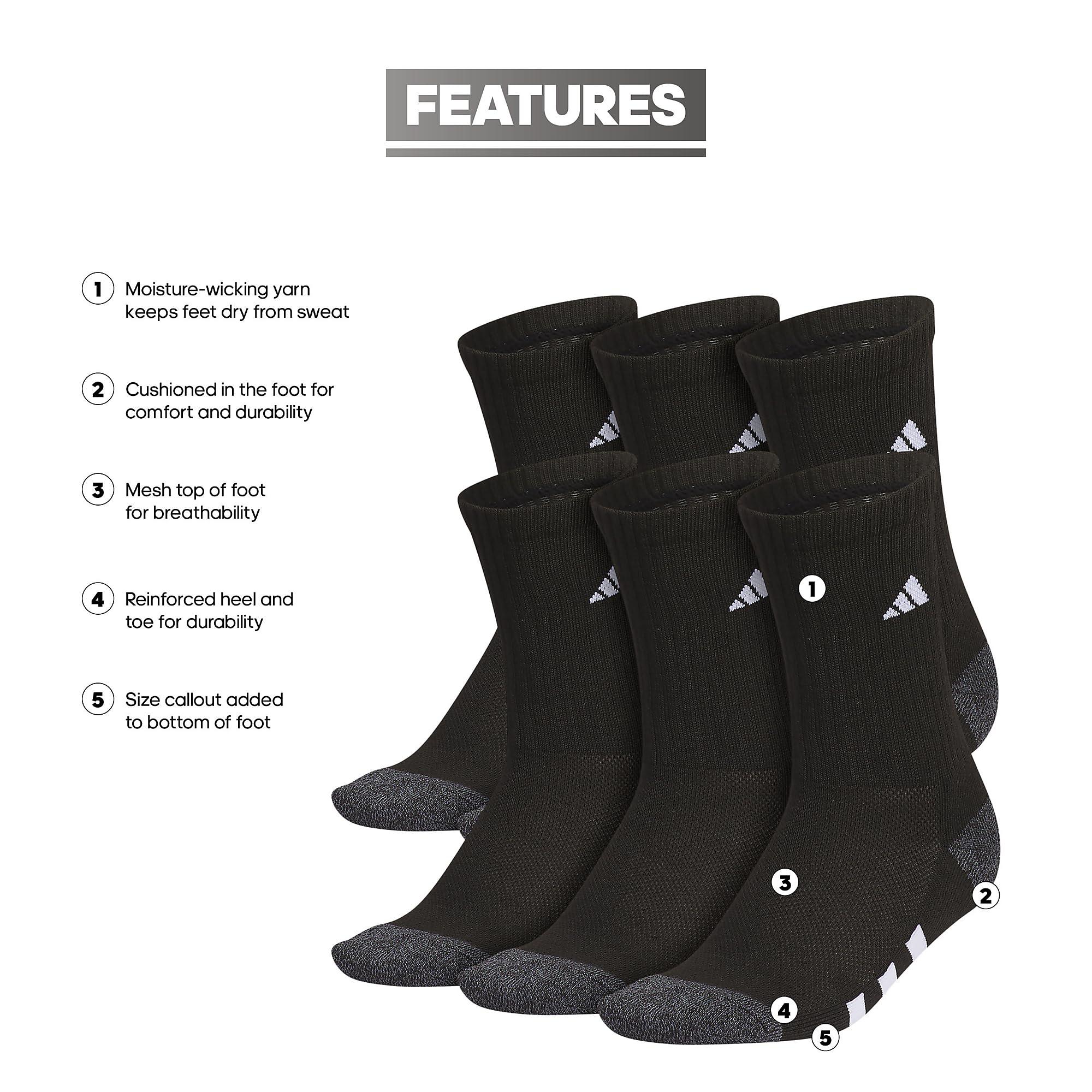 adidas Youth Athletic Cushioned 6-Pack Crew, Kid's Crew Socks for Sports, Durable & Breathable - Image 2