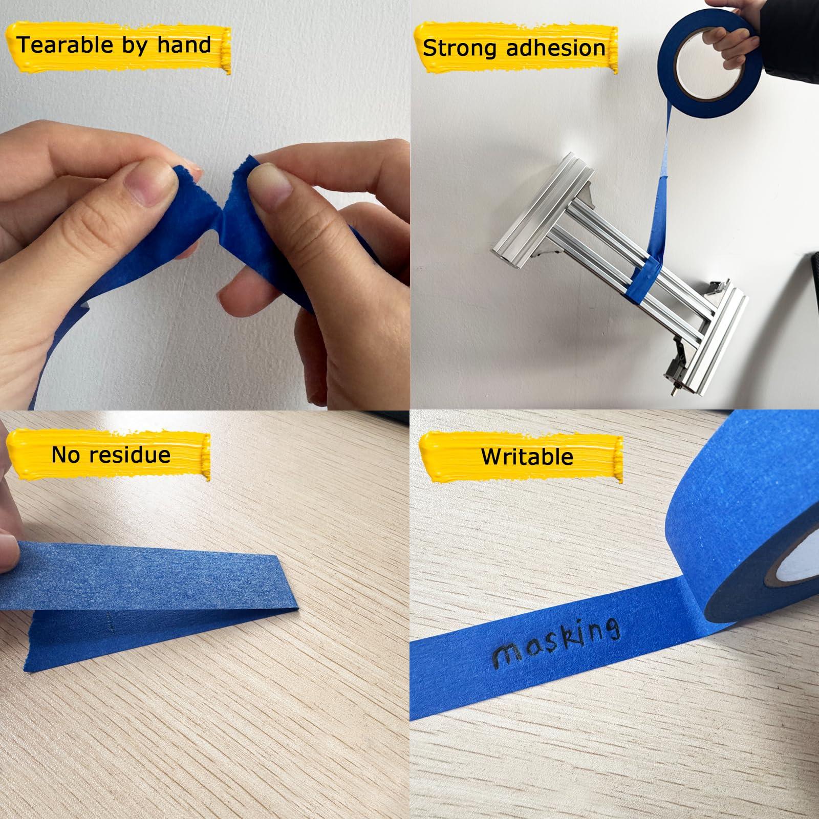 4 Rolls Premium Painters Tape, Blue Tape, Masking Tape, Paint Tape for Multi-Purpose, Painting, Painter's, DIY Crafts Arts (88yd =0.94IN*22yd*4) Decoration Labeling No Residue, Easy Removal - Image 5