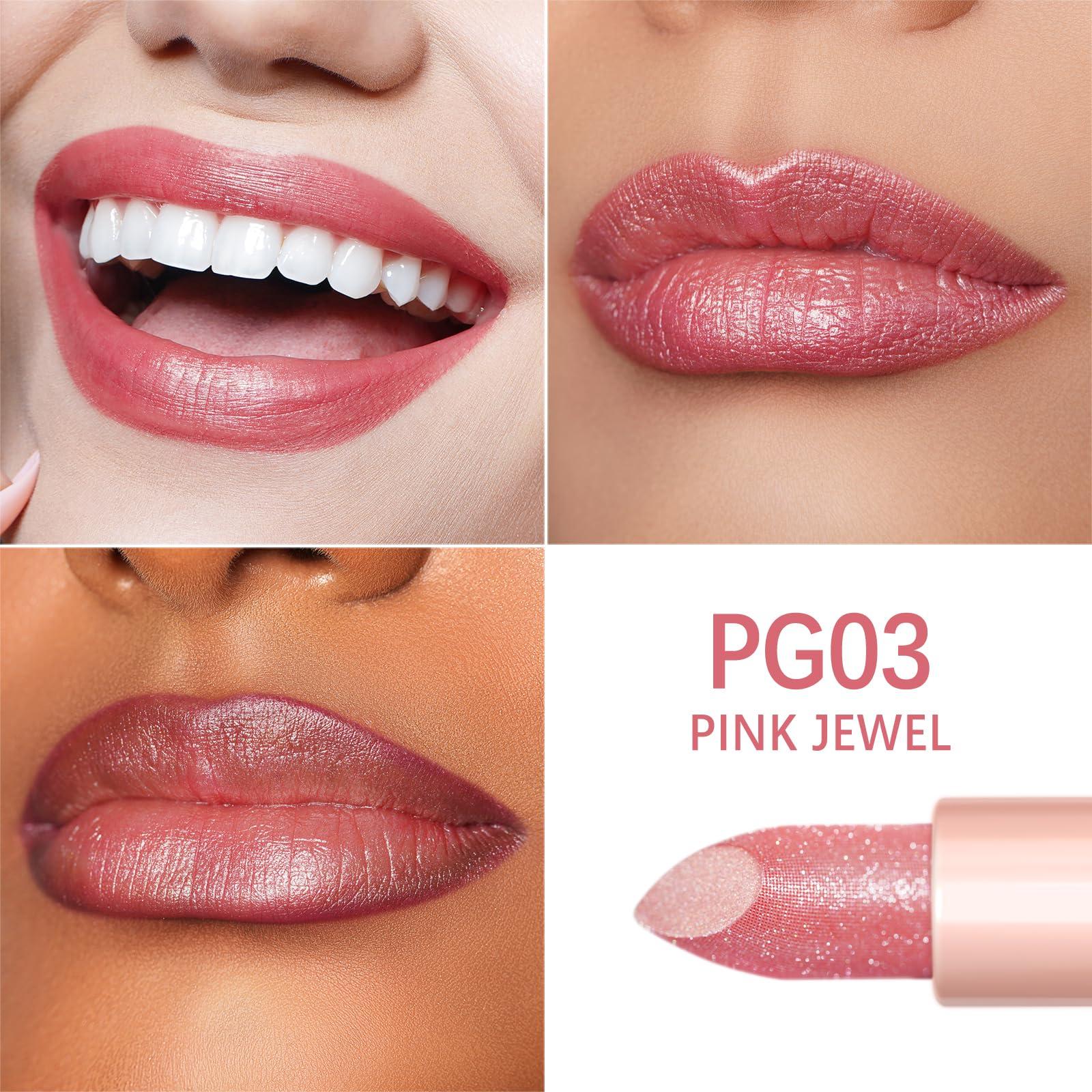 Oulac Moisturizing Pink Lipstick for Women - Tinted Lip Balm with Shimmmer, Lightweight Lip Makeup, Nourishing & Hydrating Formula, Vegan & Gluten Free, PG03 Pink Jewel - Image 3