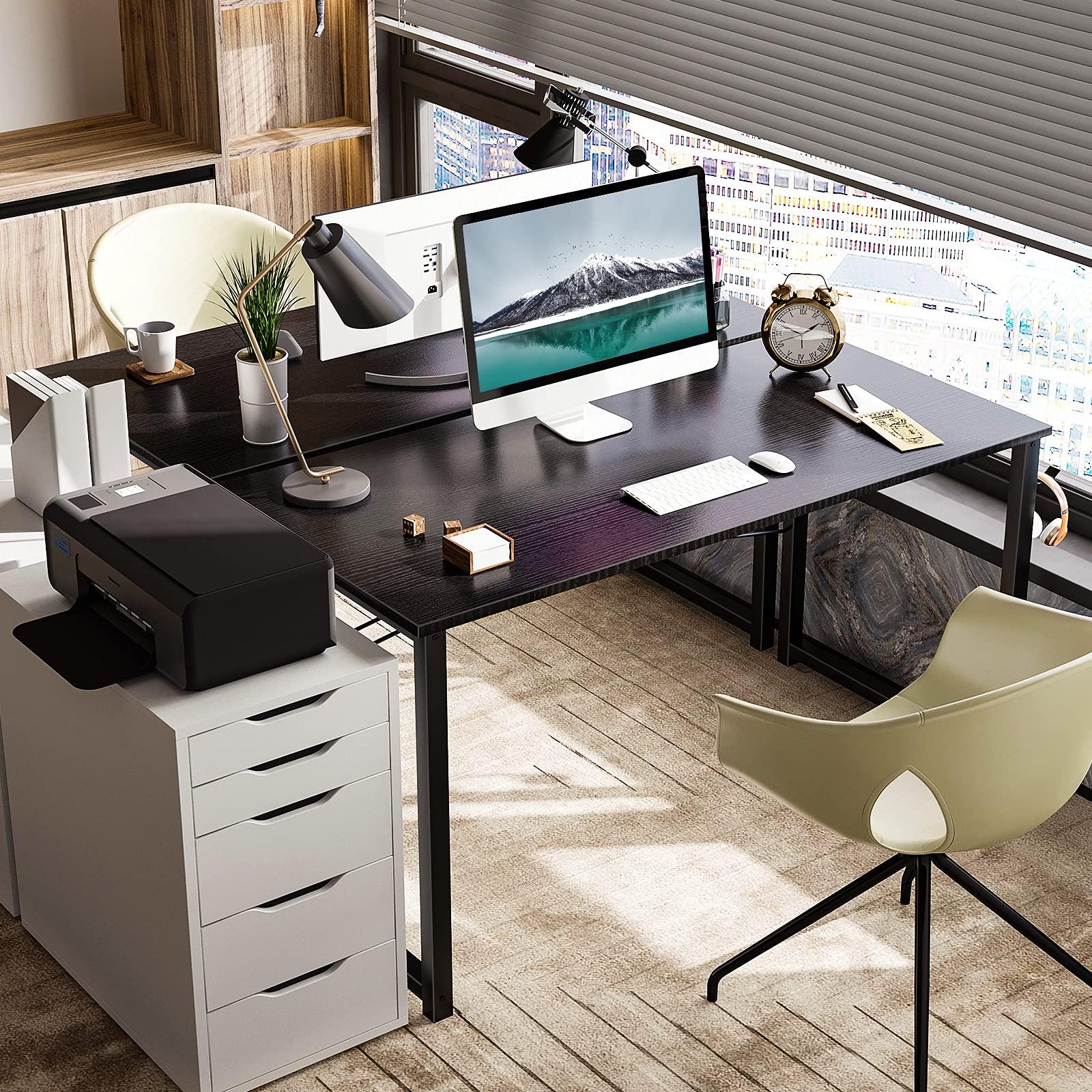 ODK 48 Inches Computer Desk for Home Office, Office Table for Small Spaces, Writing Desk with Headphone Hooks, Black - Image 2