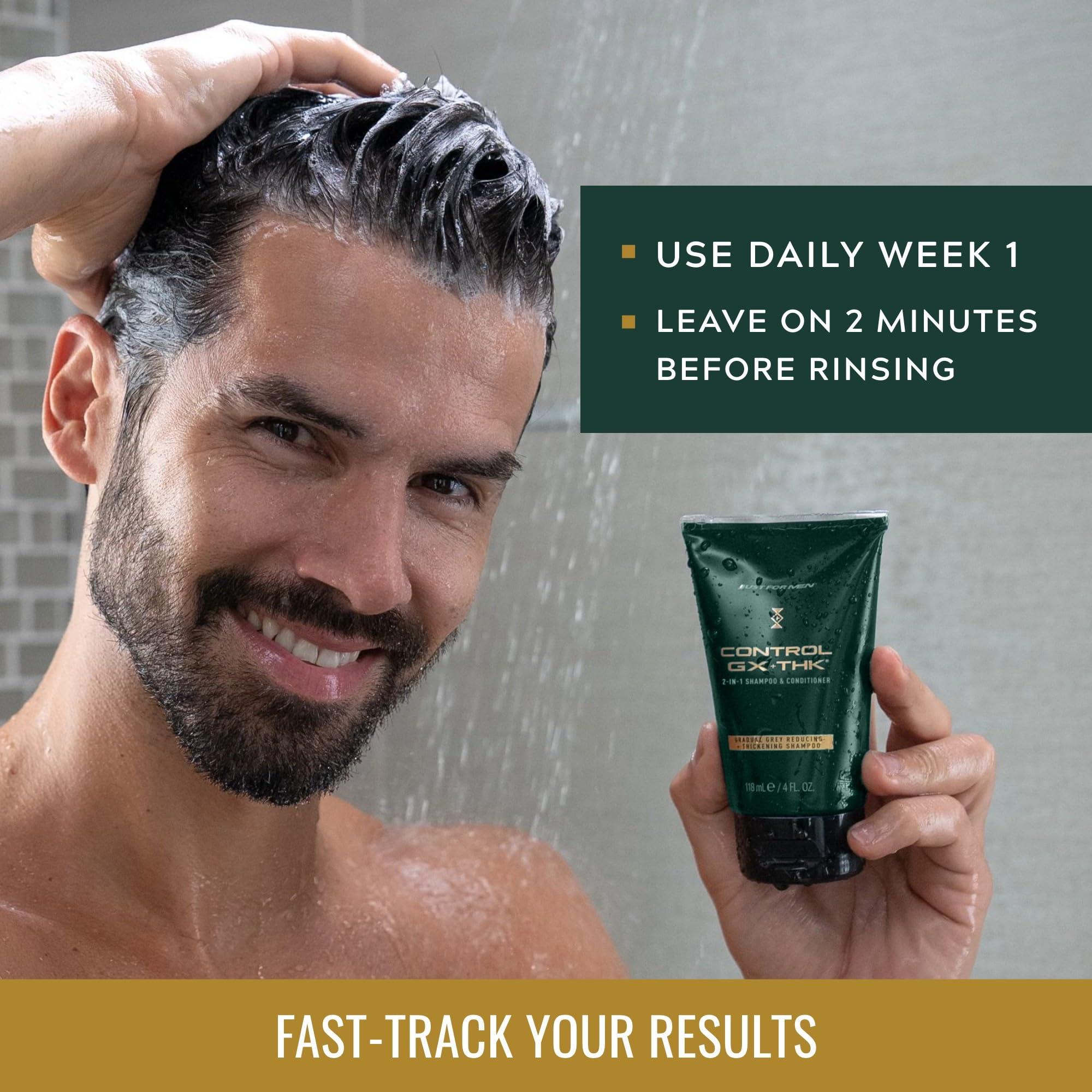 Just for Men Control GX + THK Thickening Shampoo and Conditioner with Grey Reduction, Shampoo for Thinning Hair with Alpha Keratin, Thickens Hair Up to 20%, Works with Every Hair Texture, 4 oz - Image 4