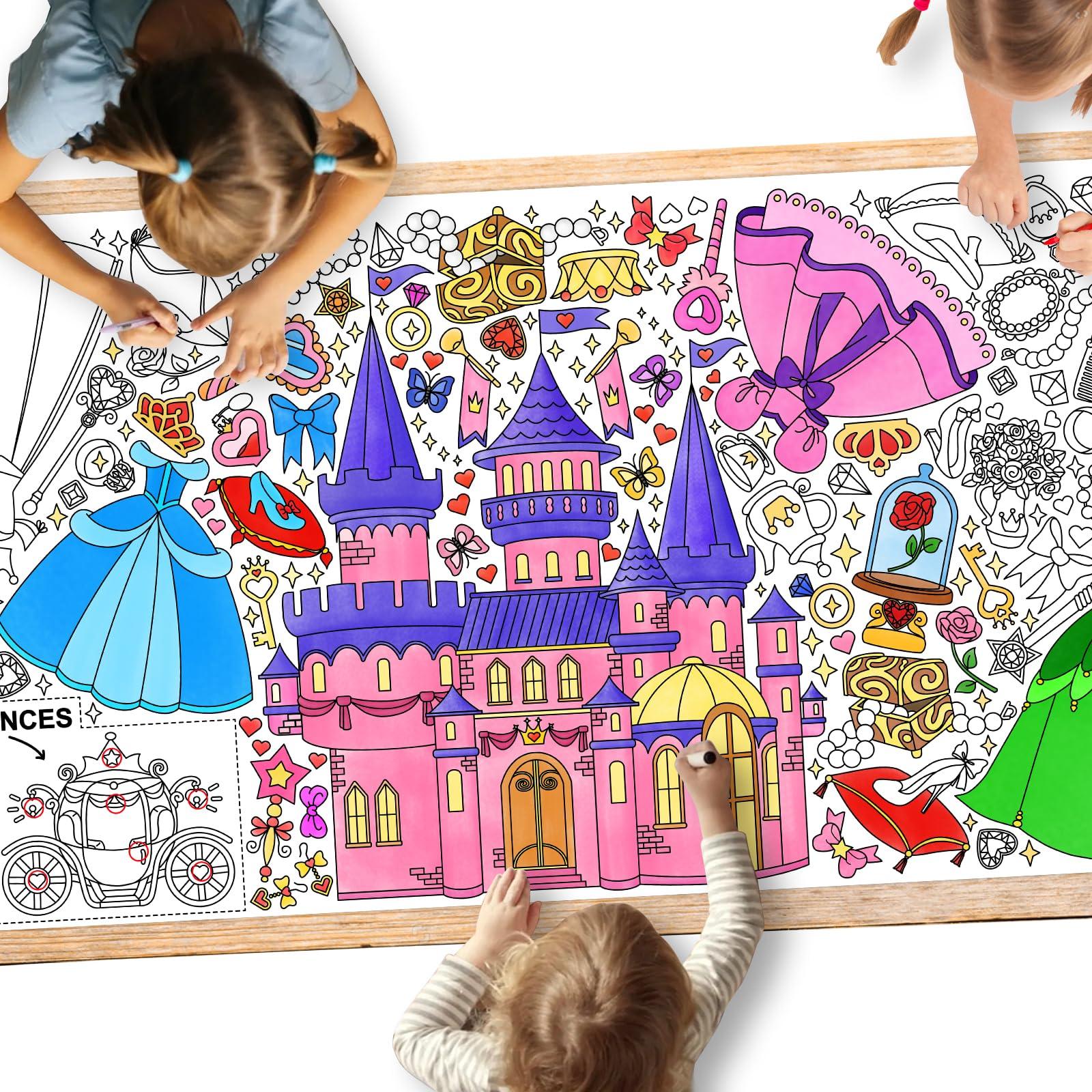 Gatherfun Princess Party Giant Coloring Poster - 31.5X 72 Inches - Versatile Classroom Wall Décor & Princess Birthday Activity - Princess Poster or Table Cover for School Parties and Special Events