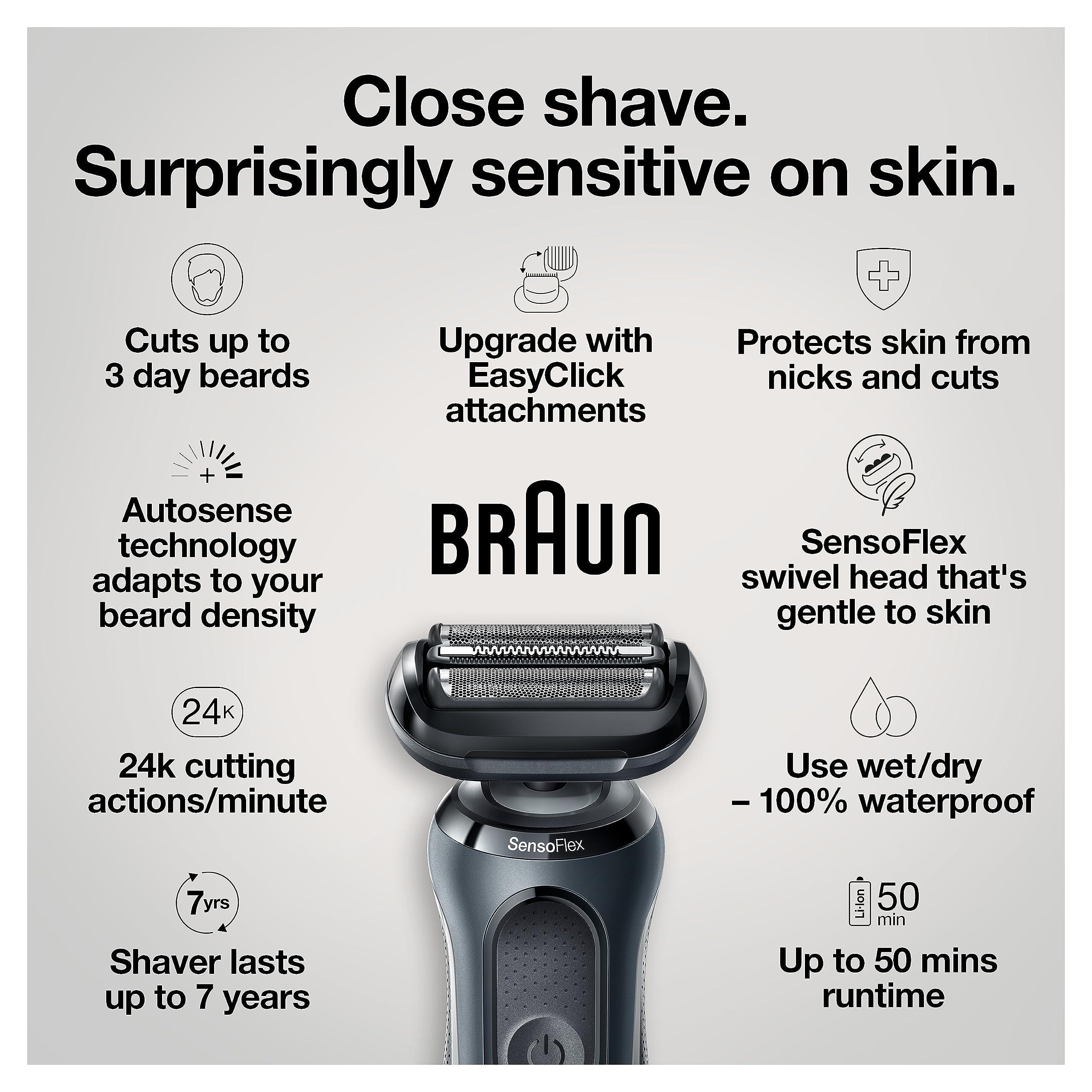 Braun Series 6 6046cs Electric Razor for Men, Wet & Dry, Electric Razor, Rechargeable, Cordless Foil Shaver with Charging Stand, Travel Case and Precision Trimmer, Black - Image 3