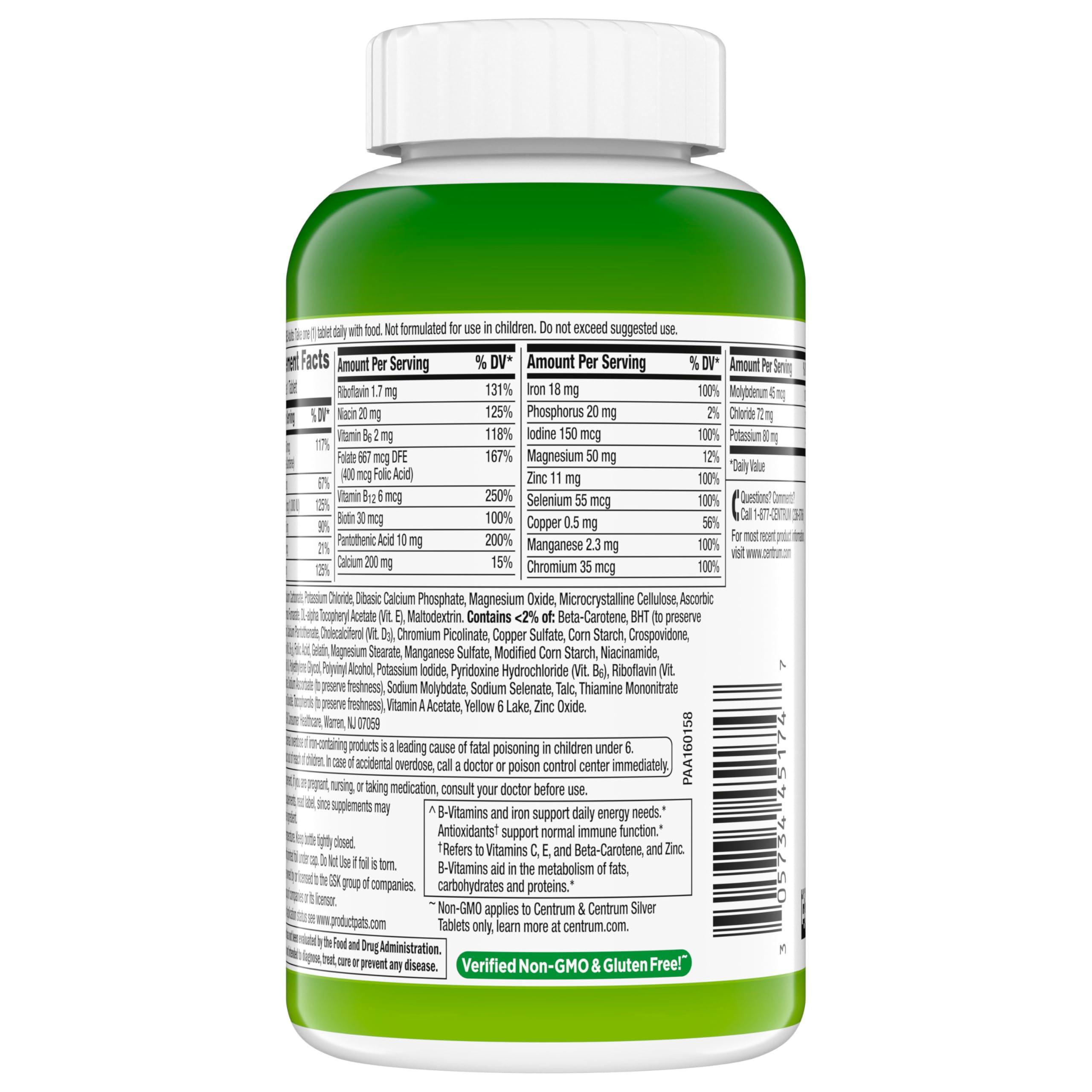 Centrum Adult Multivitamin/Multimineral Supplement with Antioxidants, Zinc, Vitamin D3 and B Vitamins, Gluten Free, Non-GMO Ingredients - 200 Count - Image 17