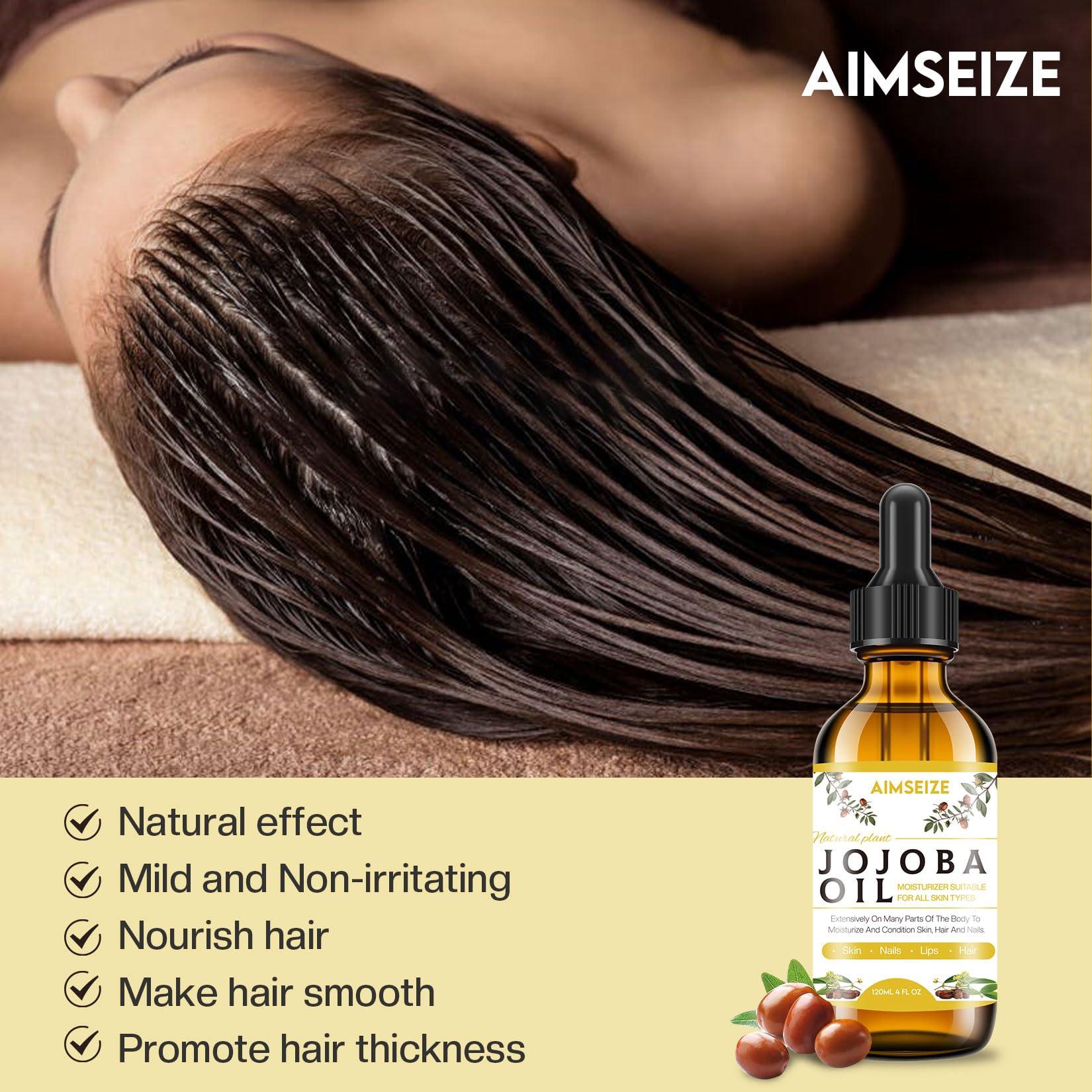 AIMSEIZE 100% Pure Jojoba Oil - Cold Pressed - Natural Based Oil - Moisturizing Massage Oil for Face, Hair, Skin & Nails - Image 3