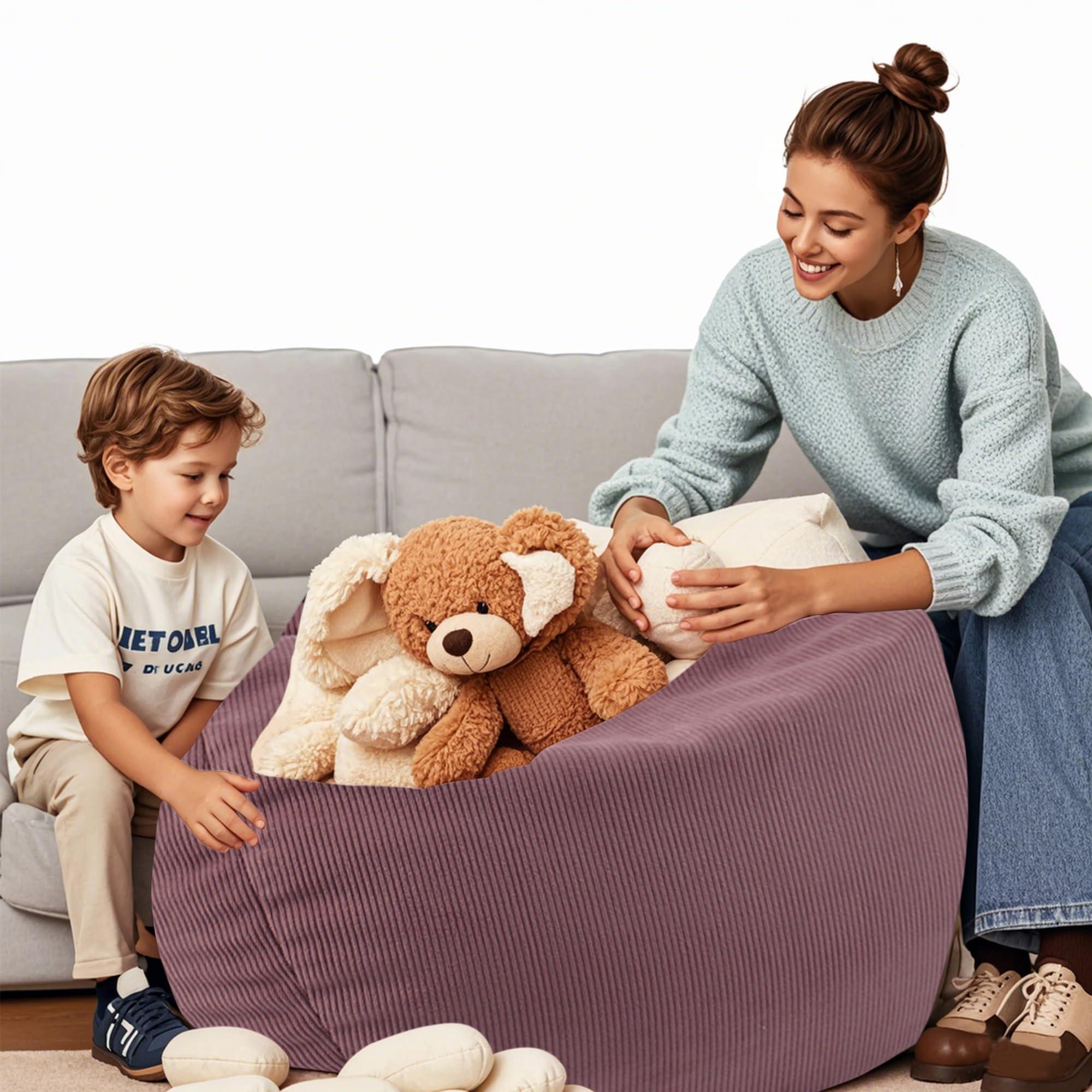 LPMOERA Stuffed Animal Storage Bean Bag Chair Cover (No Filler) For Kids and Adults.Pets Dogs/Cats Lazy Beds.Soft Premium Corduroy Stuffable Bean Bag For Organizing Children Plush Toys or Memory Foam - Image 2