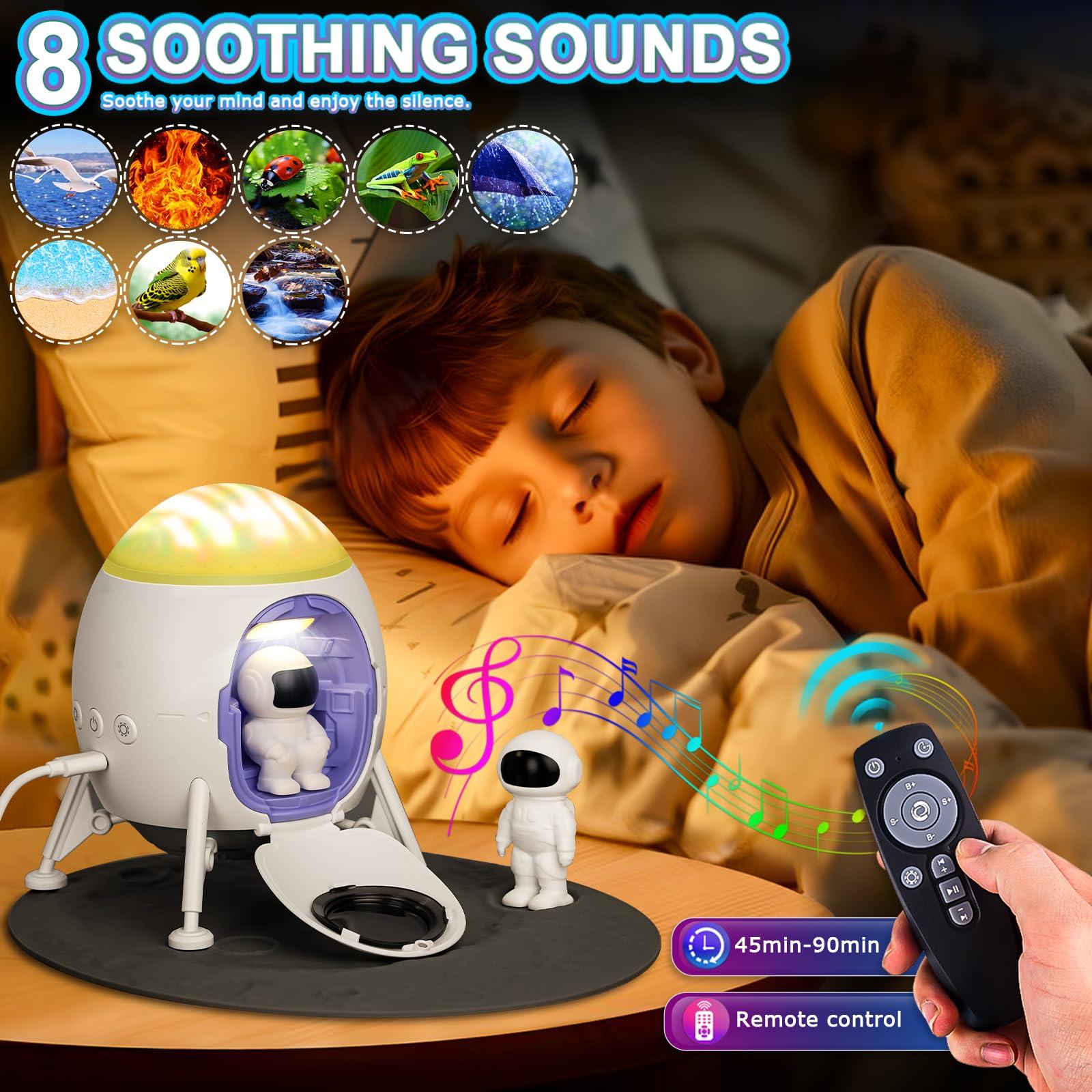 Galaxy Projector for Bedroom - Northern Lights Aurora Projector BT Speaker, White Noises, Remote, Timer, Lunar Module Design LED Night Lamp for Gift/Birthday/Party/Ceiling - Image 5