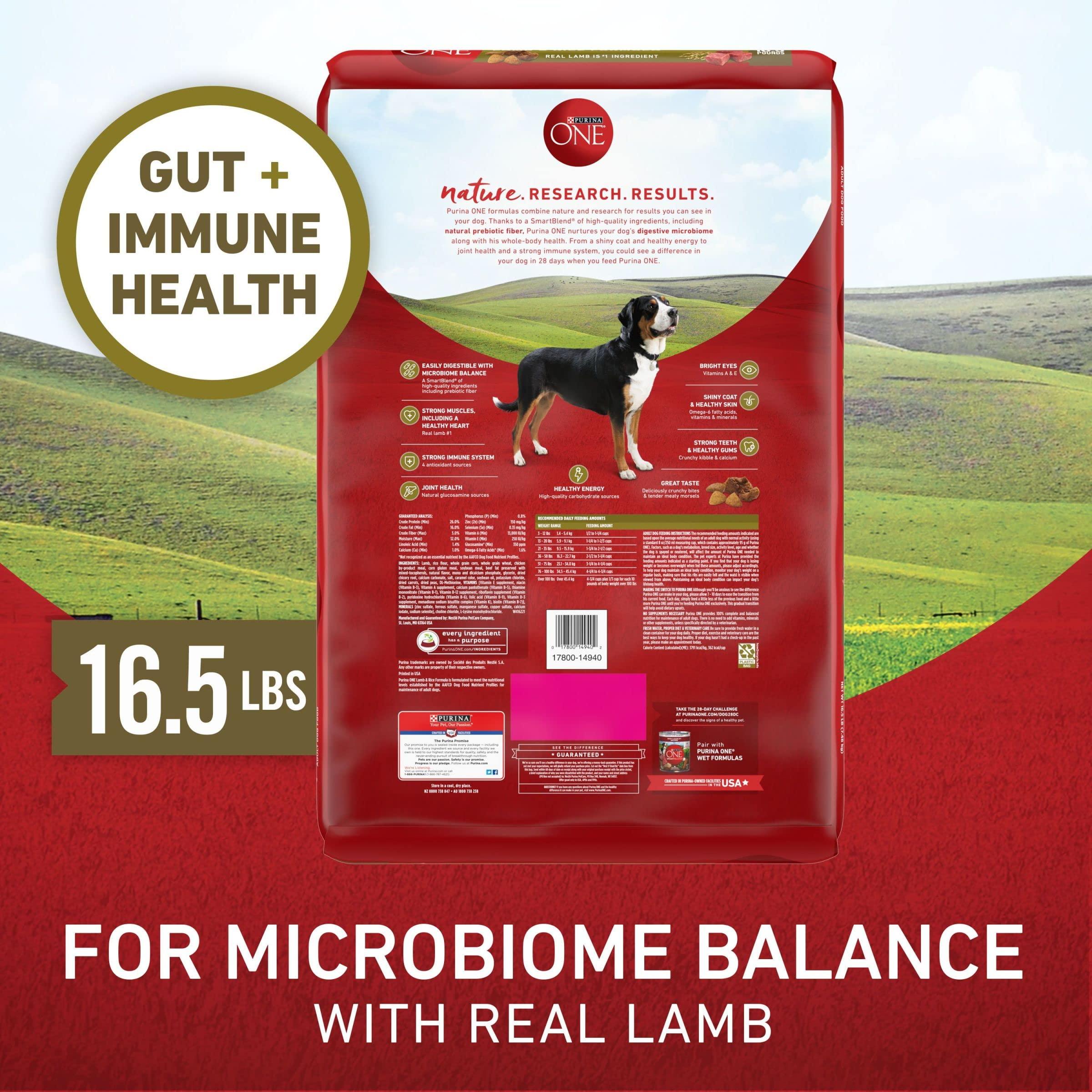 Purina ONE Dry Dog Food Lamb and Rice Formula - 16.5 lb. Bag - Image 6