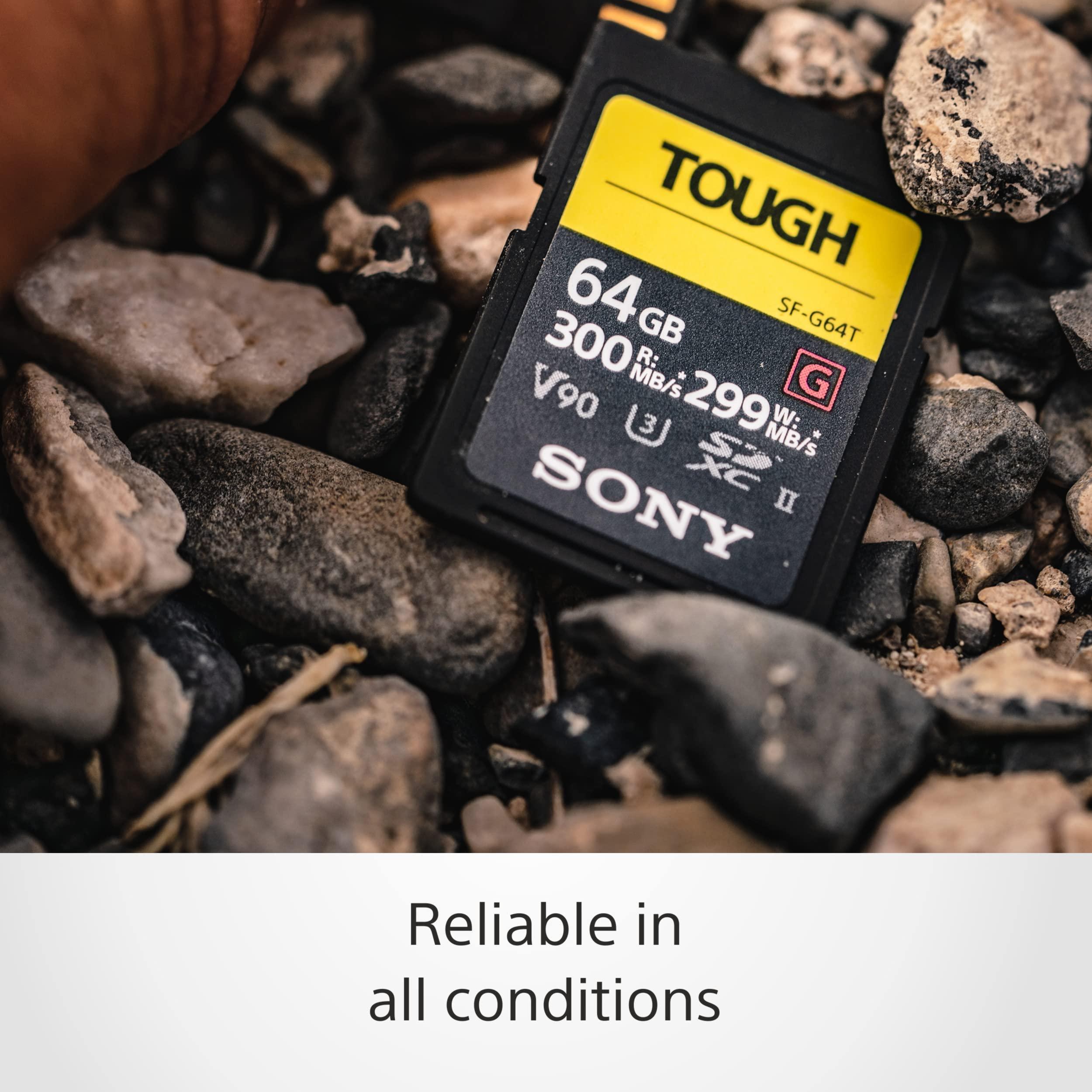 Sony TOUGH-G series SDXC UHS-II Card 64GB, V90, CL10, U3, Max R300MB/S, W299MB/S (SF-G64T/T1), Black - Image 4