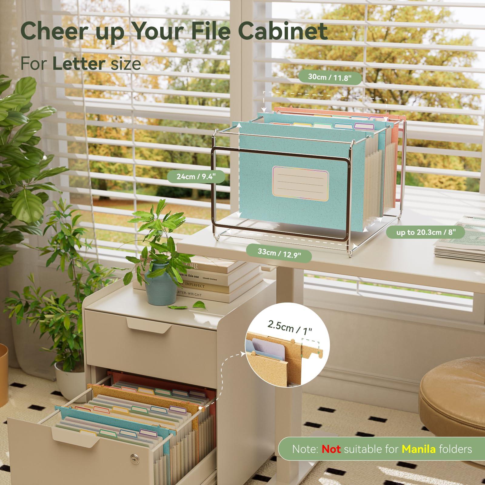 EcoStash Wheat Straw Expanding Hanging File Folders, 3 Color File Organizer, 1.2" Accordion Pockets, Large Capacity, Letter Size for Filing Cabinet, 100% BPA Free, Return to Nature, Healthy Living - Image 3