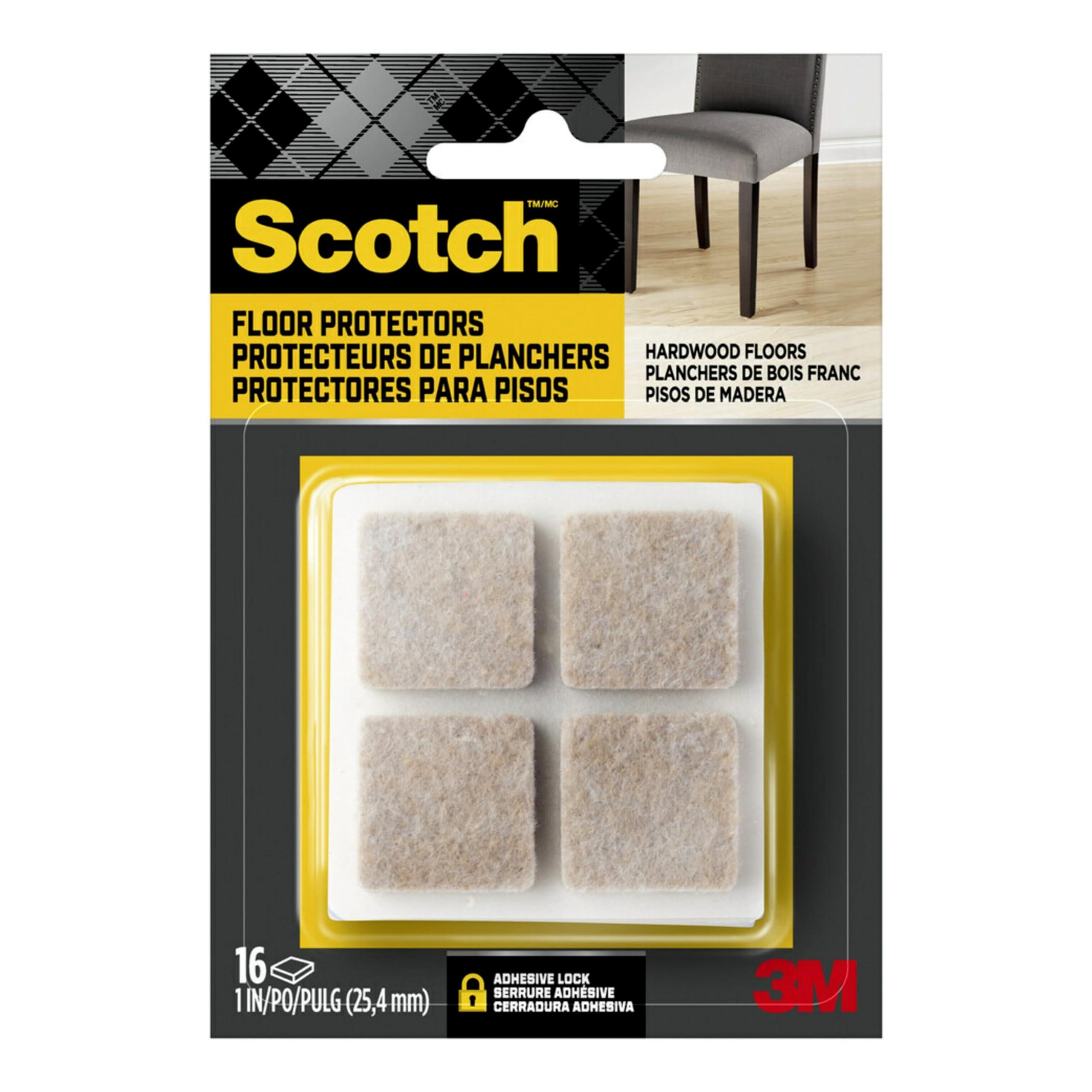 Scotch Felt Pads 16 PCS Beige, Felt Furniture Pads for Protecting Hardwood Floors, 1 x 1 in. Square, Easy-to-Apply, Self-Stick Design, Reliable Protection from Nicks, dents and Scratches (SP802-NA)