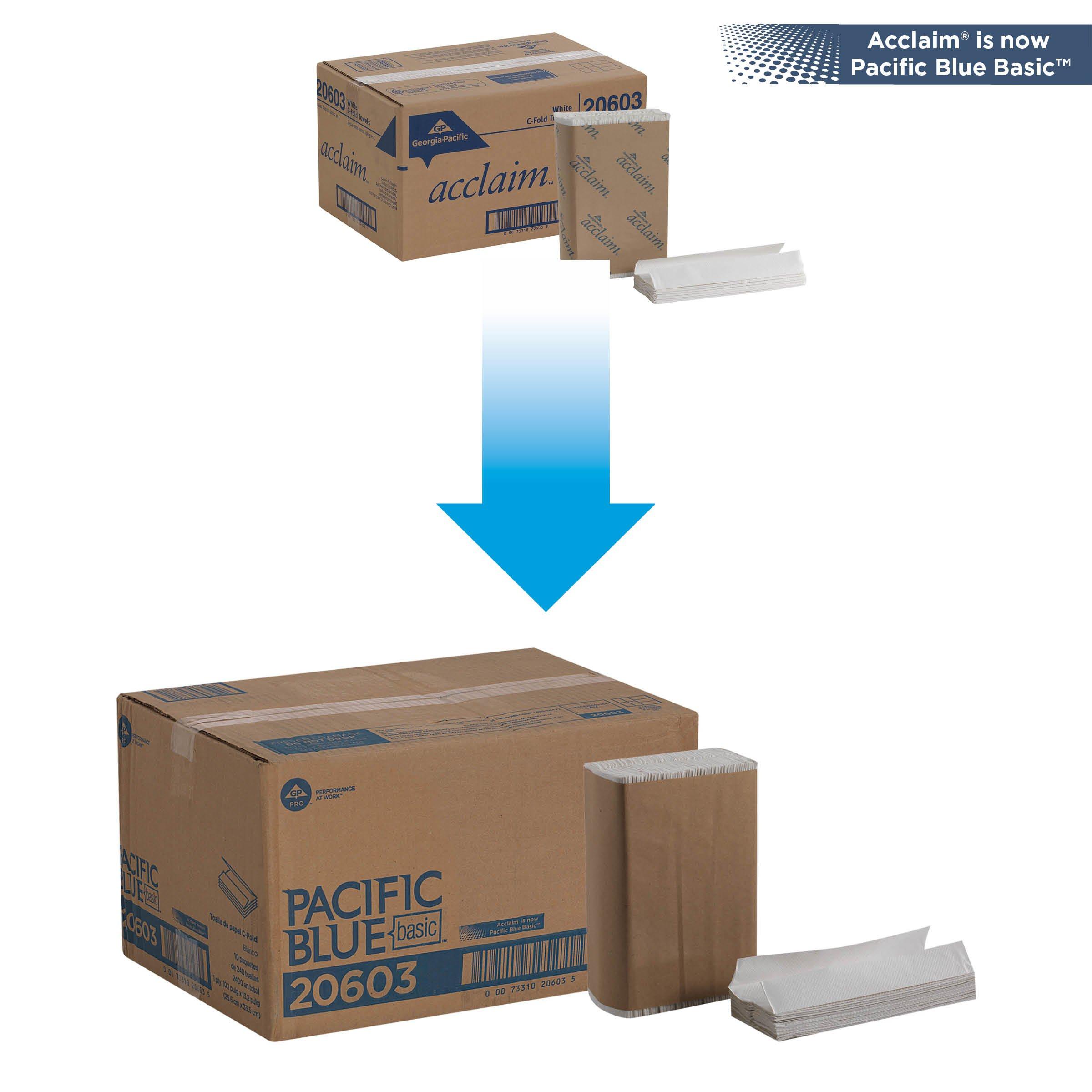 Georgia-Pacific Pacific Blue Basic, 1-Ply C-Fold Paper Towels by GP PRO, White, 20603, 2,400 towels/pack,10 packs/case - Image 2