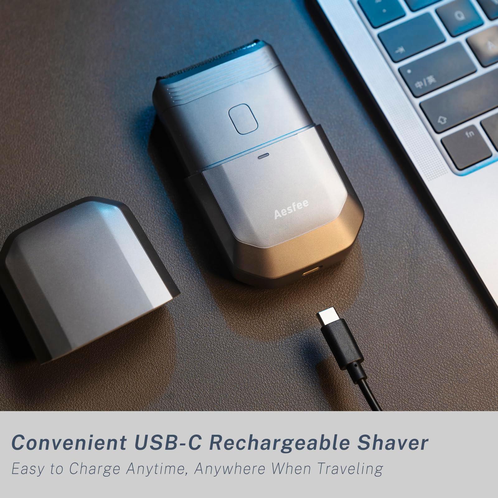 Compact Electric Shavers for Men Face - Portable Travel Electric Razors for Mens Bald Head Waterproof Wet/Dry - Dual-Action Blades for Close Stubble Shaving - USB-C Rechargeable - Image 8