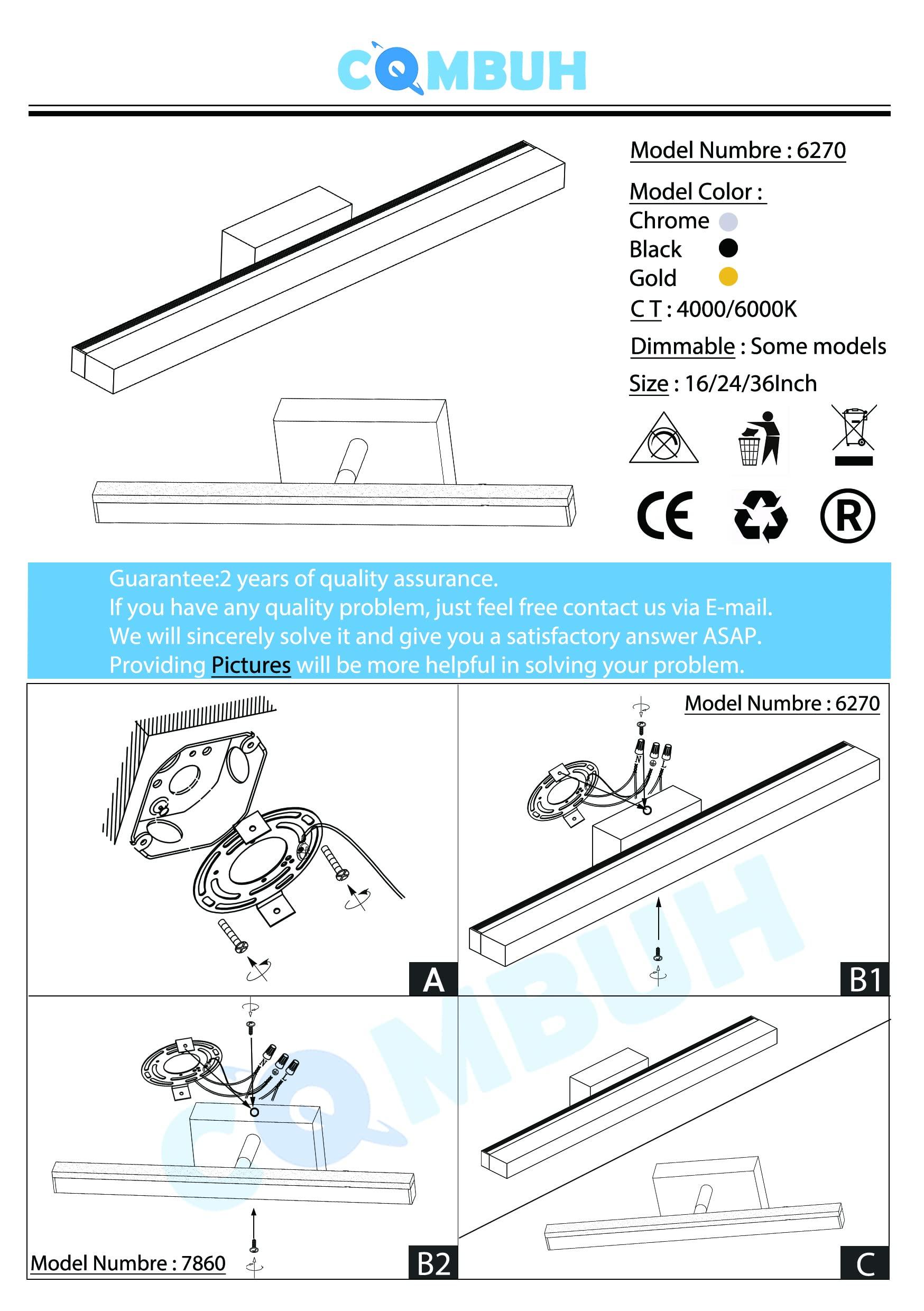 Combuh LED Bathroom Vanity Light Bar 16 Inch 9W Black IP44 Bathroom Light Fixtures Over Mirror Modern Bath Wall Lighting Fixture Sconce Indoor Cool White 6000K - Image 7