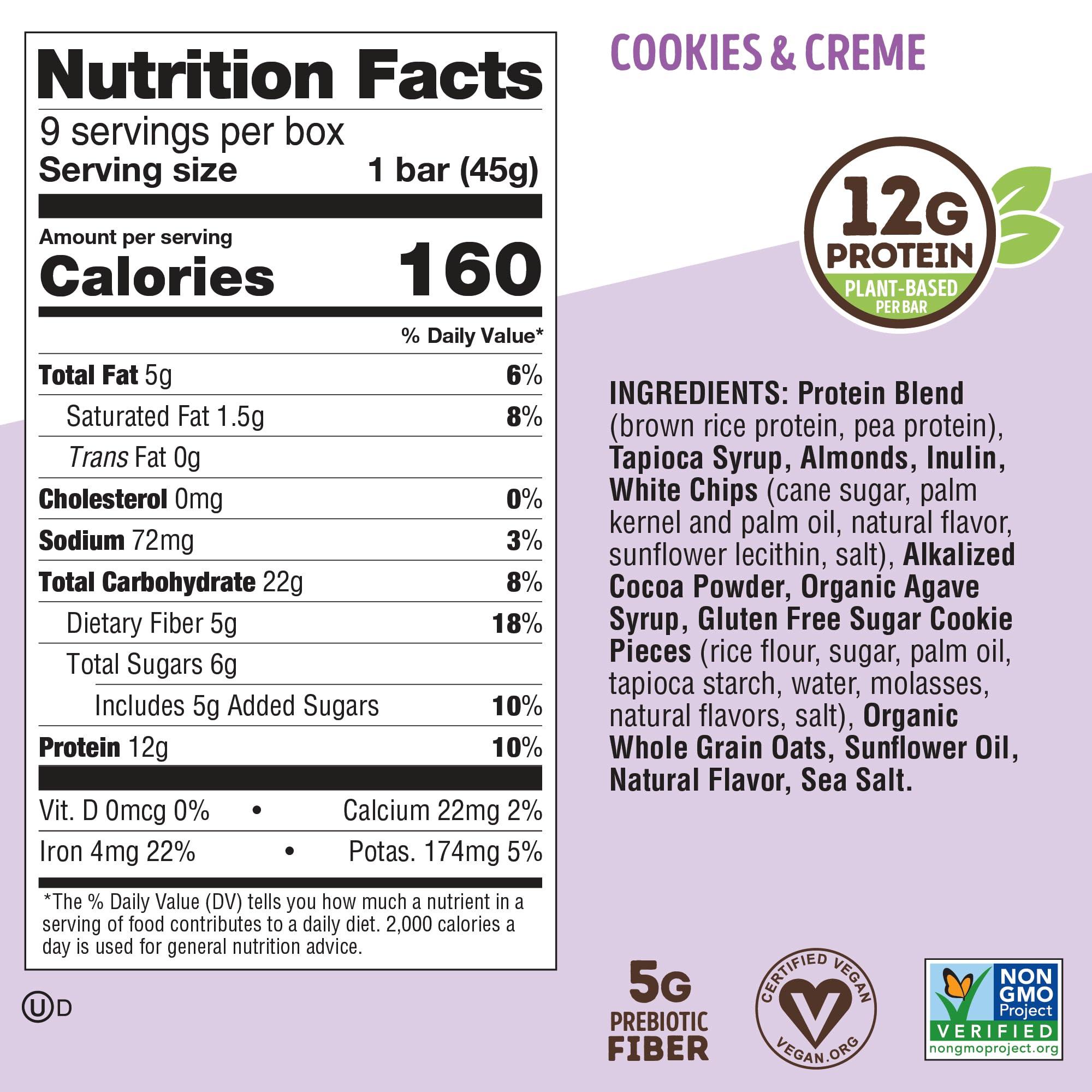 Lenny & Larry's Cookie-fied Protein Bar – Cookies & Creme Vegan Protein Bars 9x45g – Healthy Snacks with 12g Plant Protein & 5g Fiber – Gluten free Power Bar, Keto Friendly, Non-GMO & Vegan - Image 5