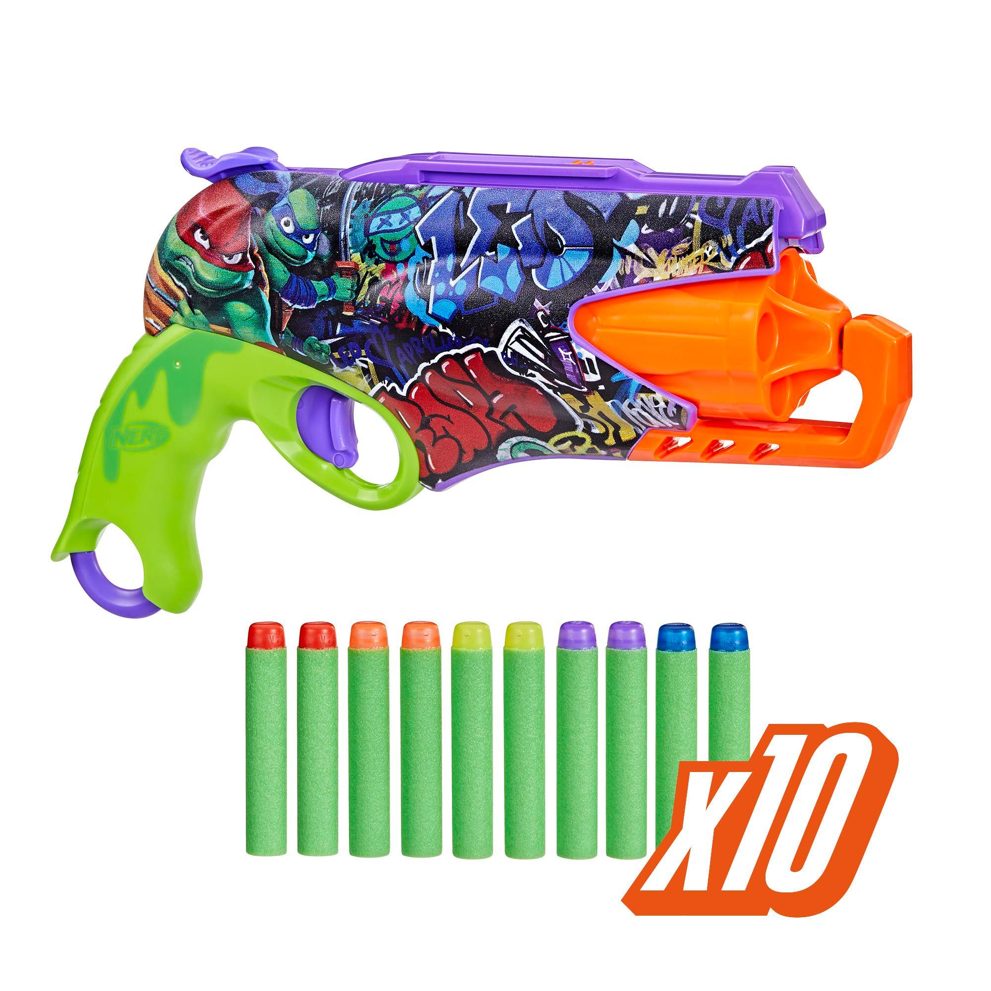 Nerf Teenage Mutant Ninja Turtles Blaster, 10 Elite Darts, Toy Foam Blasters, Ages 8 and Up