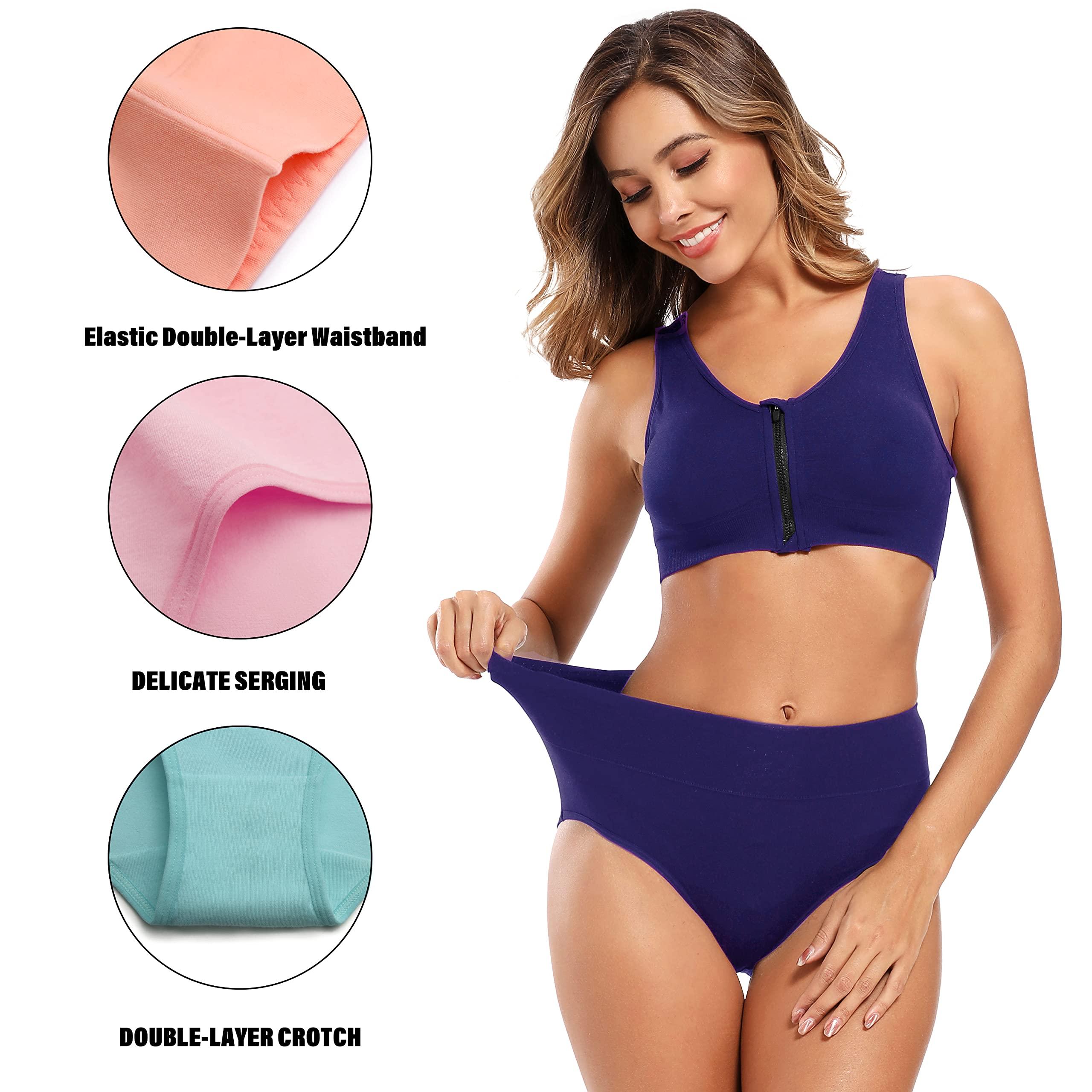 Molasus Women's Cotton Underwear High Waisted Full Coverage Ladies Panties (Regular & Plus Size) - Image 3