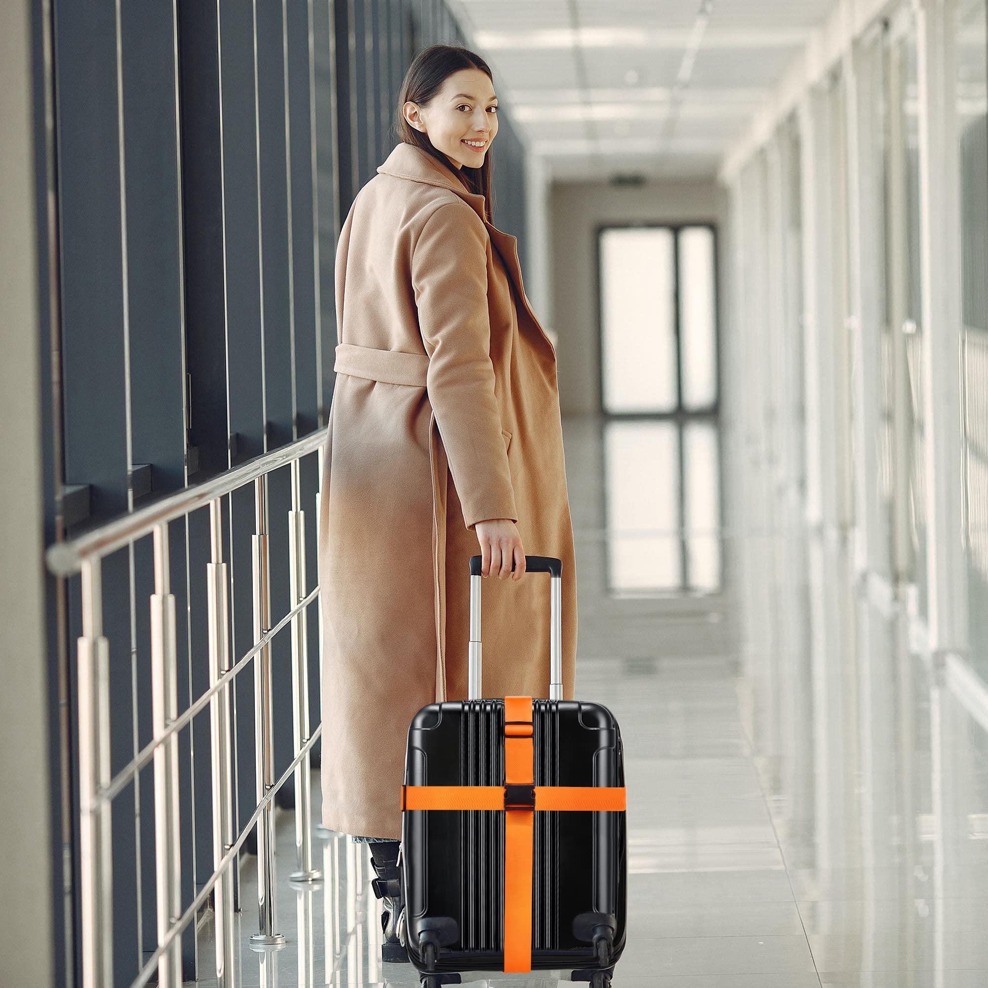 Luggage Straps for Suitcases TSA Approved Travel Belt 4 Pack by Chelmon(Orange) - Image 7