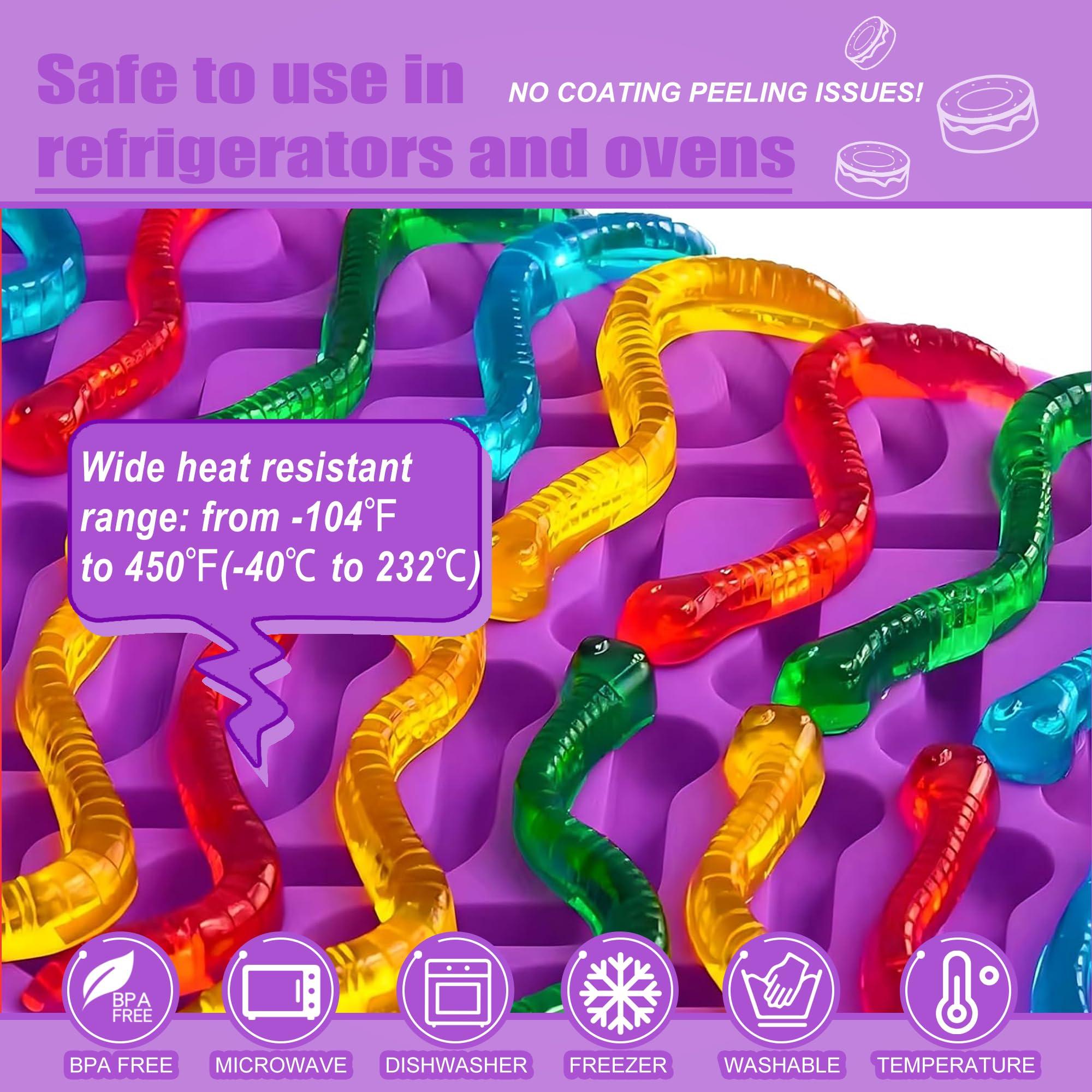 4 Pcs Silicone Gummy Candy Molds Kit with 2 Droppers | Non-Stick Large Bear/Dinosaur/Donut/gummy worm 200+ Cavities | BPA Free Chocolate Jello Molds for Kids, DIY Baking & Party Favors - Image 5