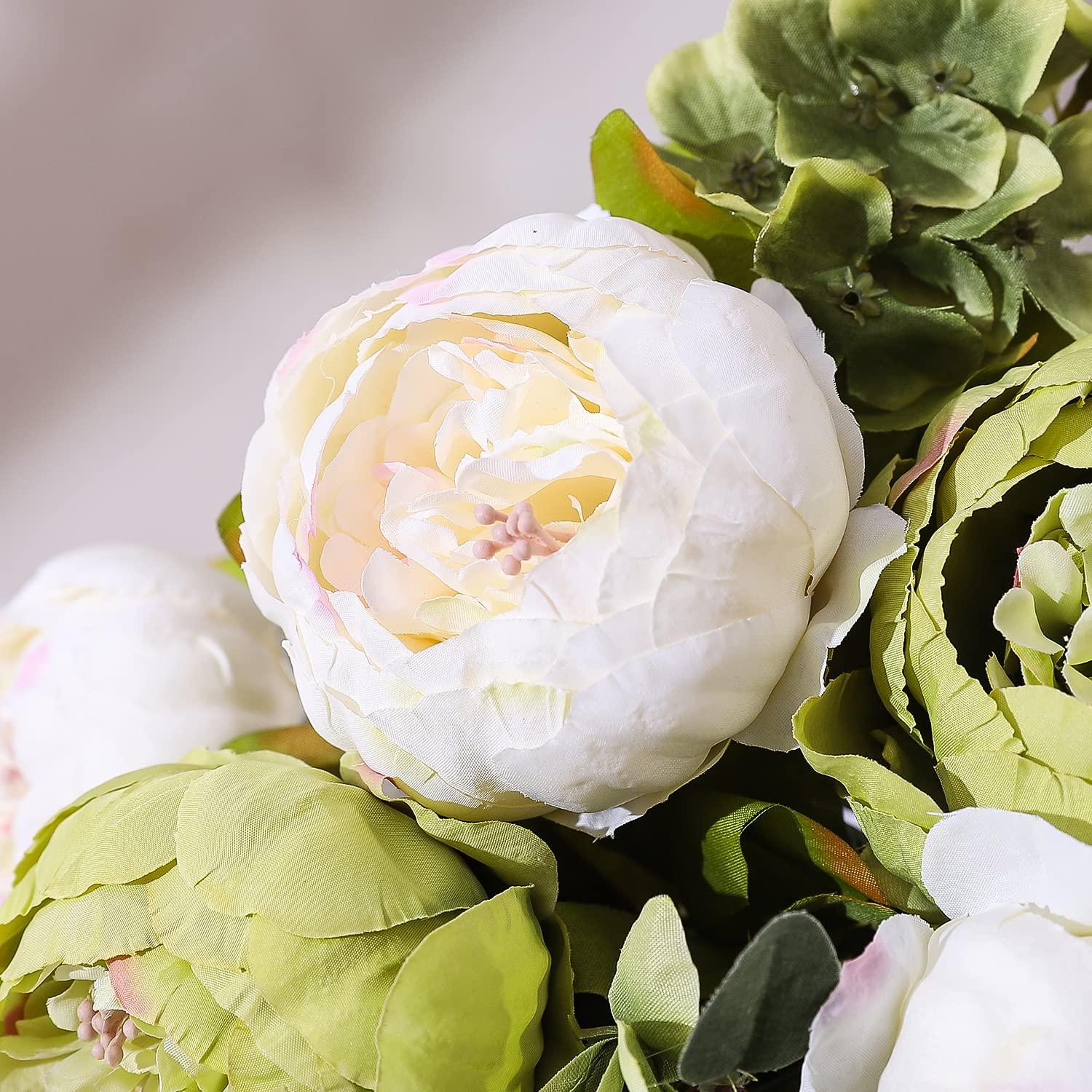 Duovlo Fake Flowers Vintage Artificial Peony Silk Flowers Wedding Home Decoration,Pack of 1 (New Green) - Image 5