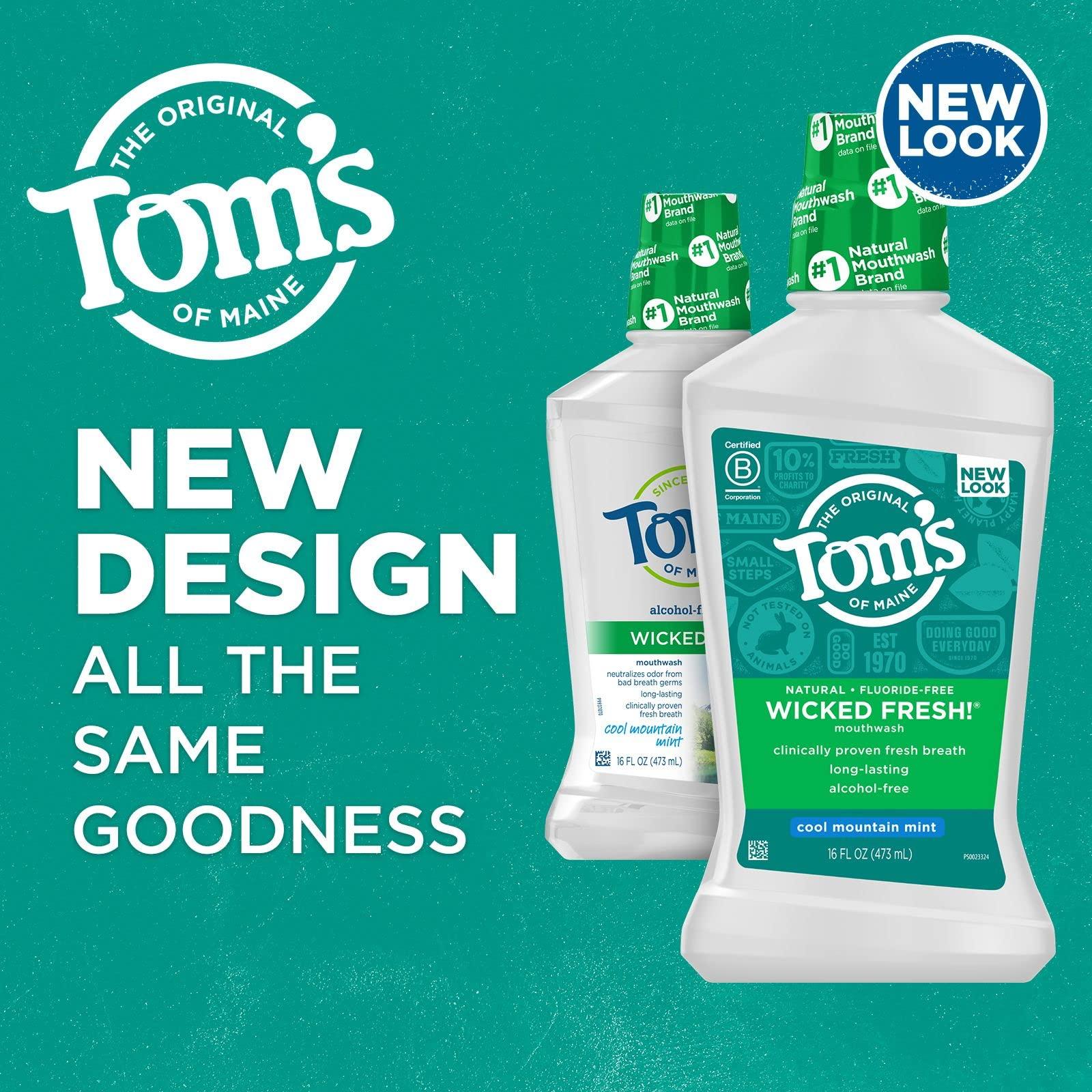 Tom's of Maine Natural Wicked Fresh Alcohol-Free Mouthwash, Cool Mountain Mint, 16 oz. 6-Pack (Packaging May Vary) - Image 2
