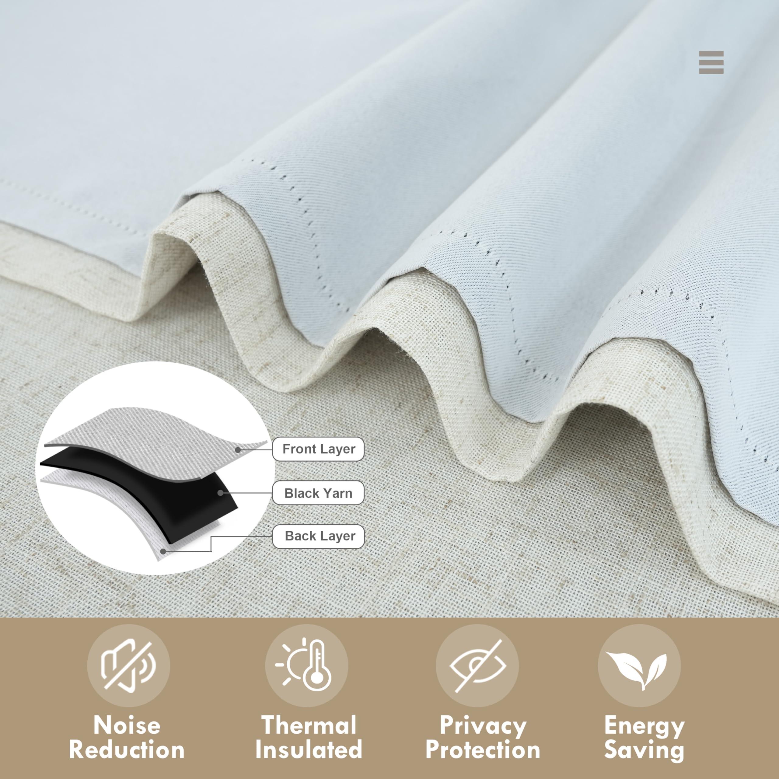 DriftAway Double Layer Linen Blackout Tie Up Curtains Thermal Insulated Fully Lined Balloon Roman Shade Bathroom Window Adjustable Rod Pocket for Small Window 25 Inch by 47 Inch Light Linen - Image 5