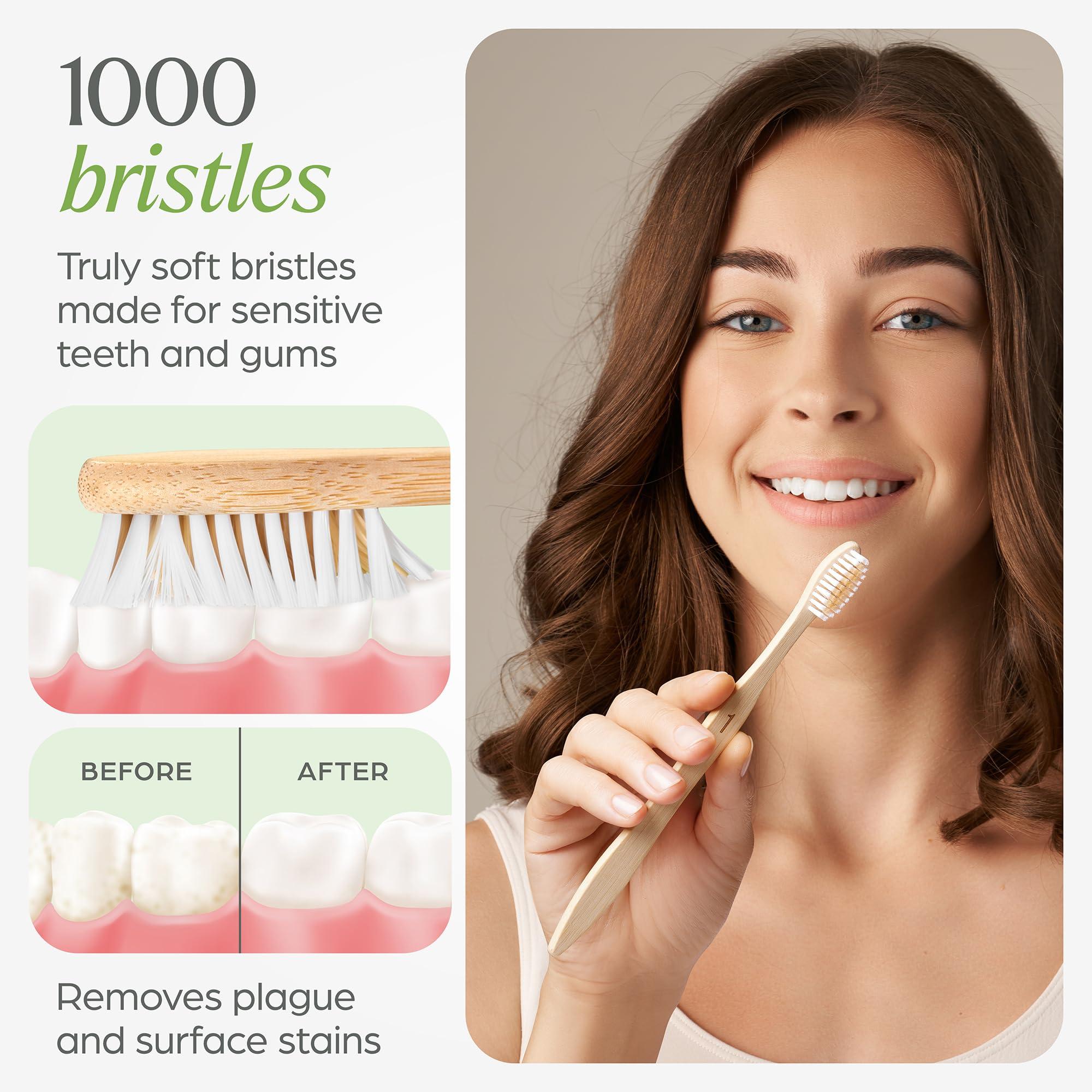 VIVAGO Bamboo Toothbrushes 10 Pack - BPA Free Soft Bristles Toothbrushes, Eco-Friendly, Natural Wooden Toothbrush - Image 3