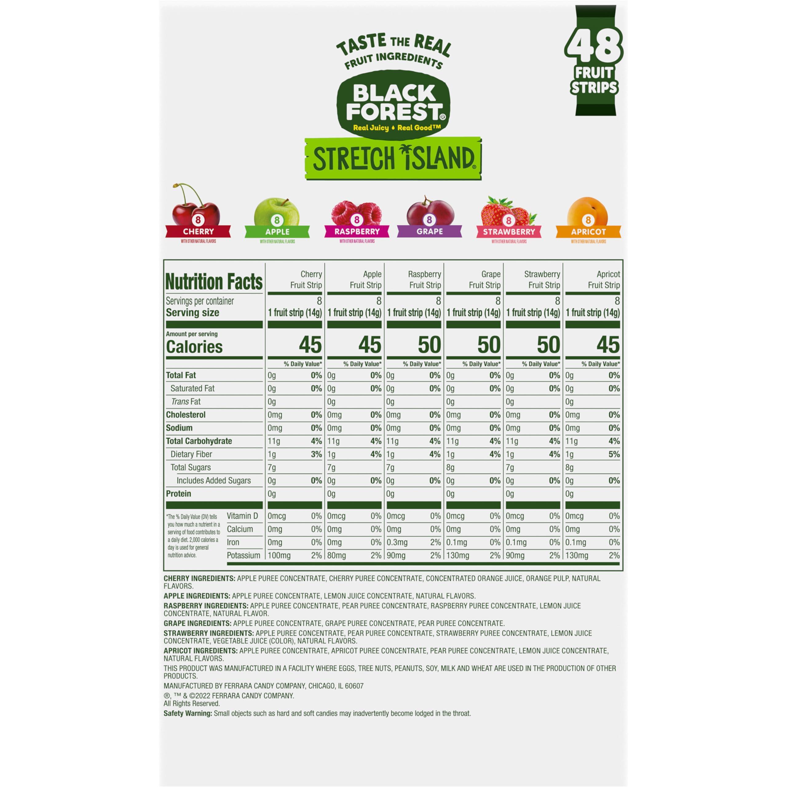 Black Forest, Stretch Island, Fruit Strips, Cherry, Apple, Raspberry, Grape, Strawberry, and Apricot, Zero Grams Added Sugar Non-GMO, 48 ct - Image 7